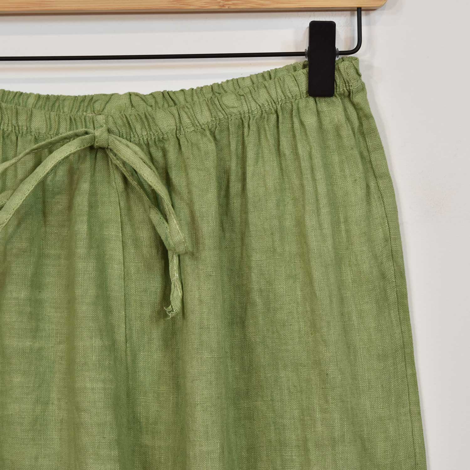 Pantalón lino recto verde