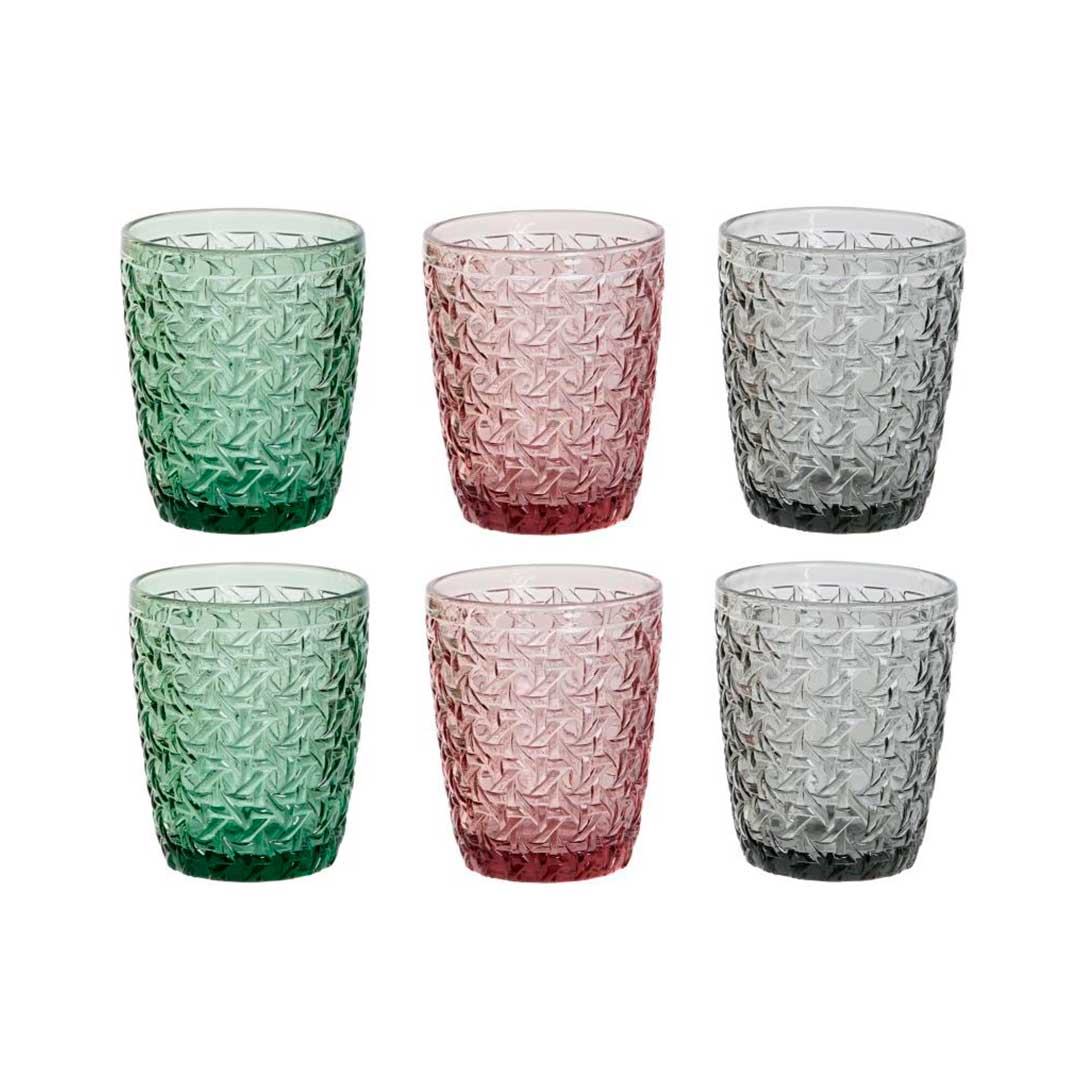 Set vasos cristal grabado colores