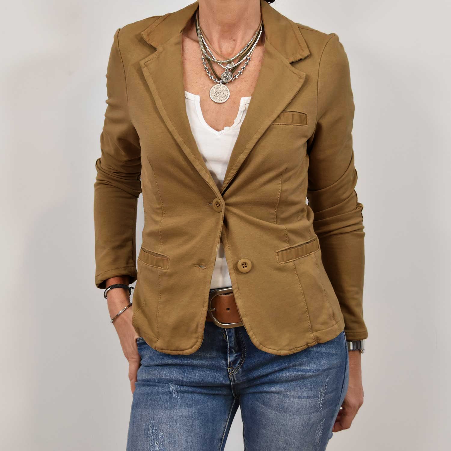 Blazer fit elastique camel