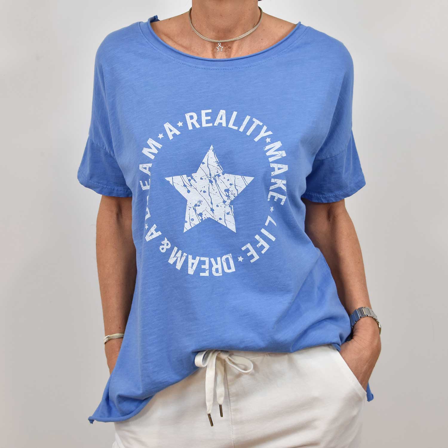 T-shirt à étoiles 'Dream' bleu