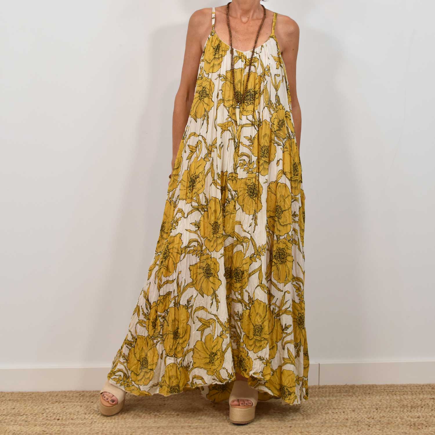 Yelow flowers long dress