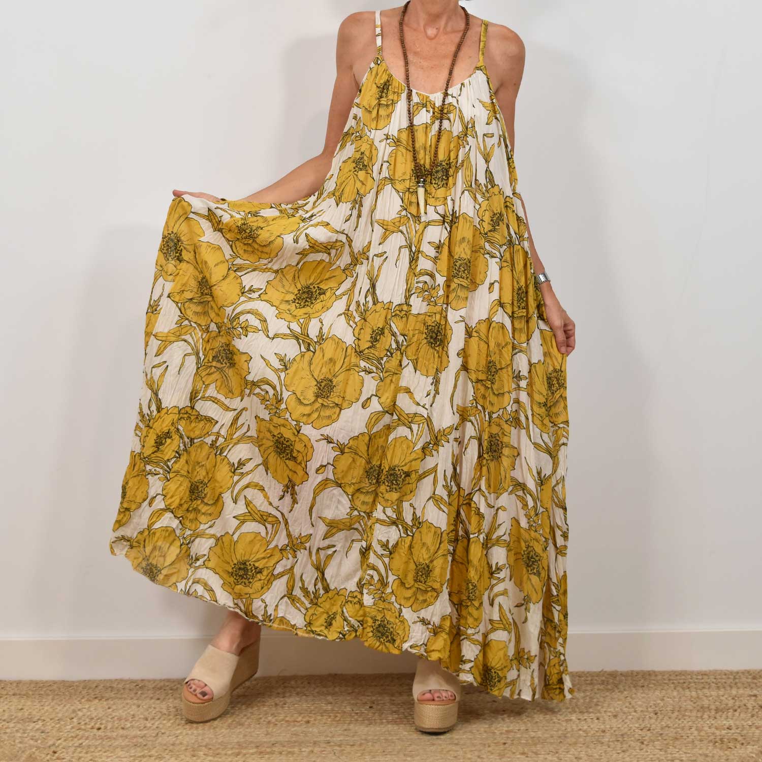 Yelow flowers long dress