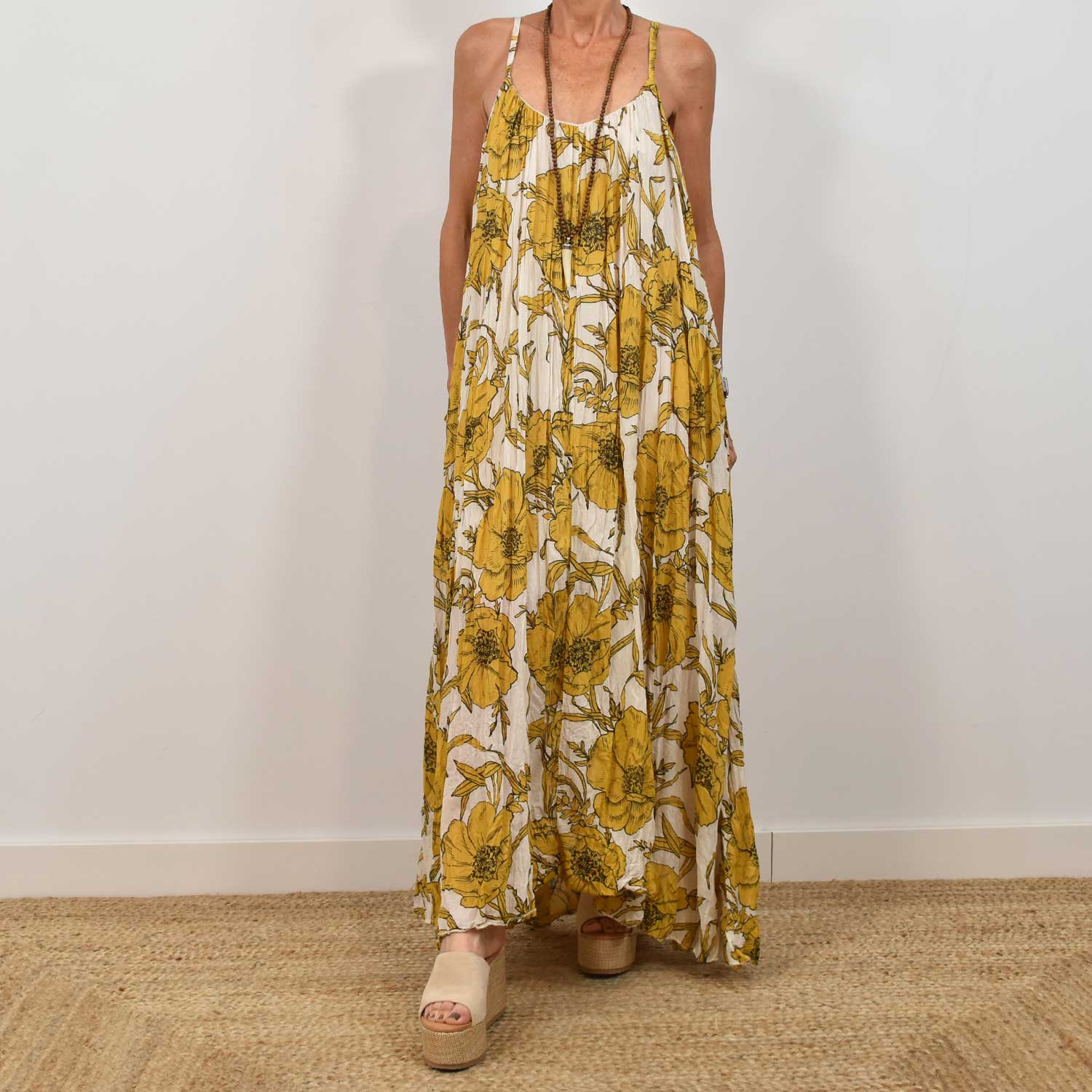 Yelow flowers long dress