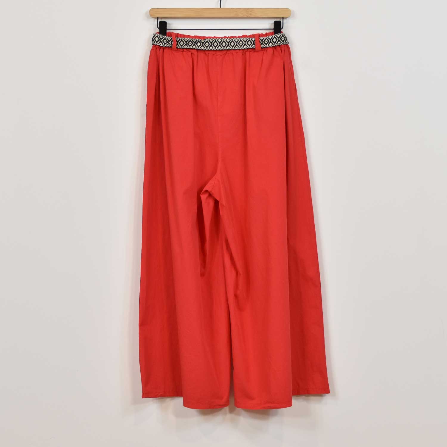 Pantalon palazzo ceinture rouge