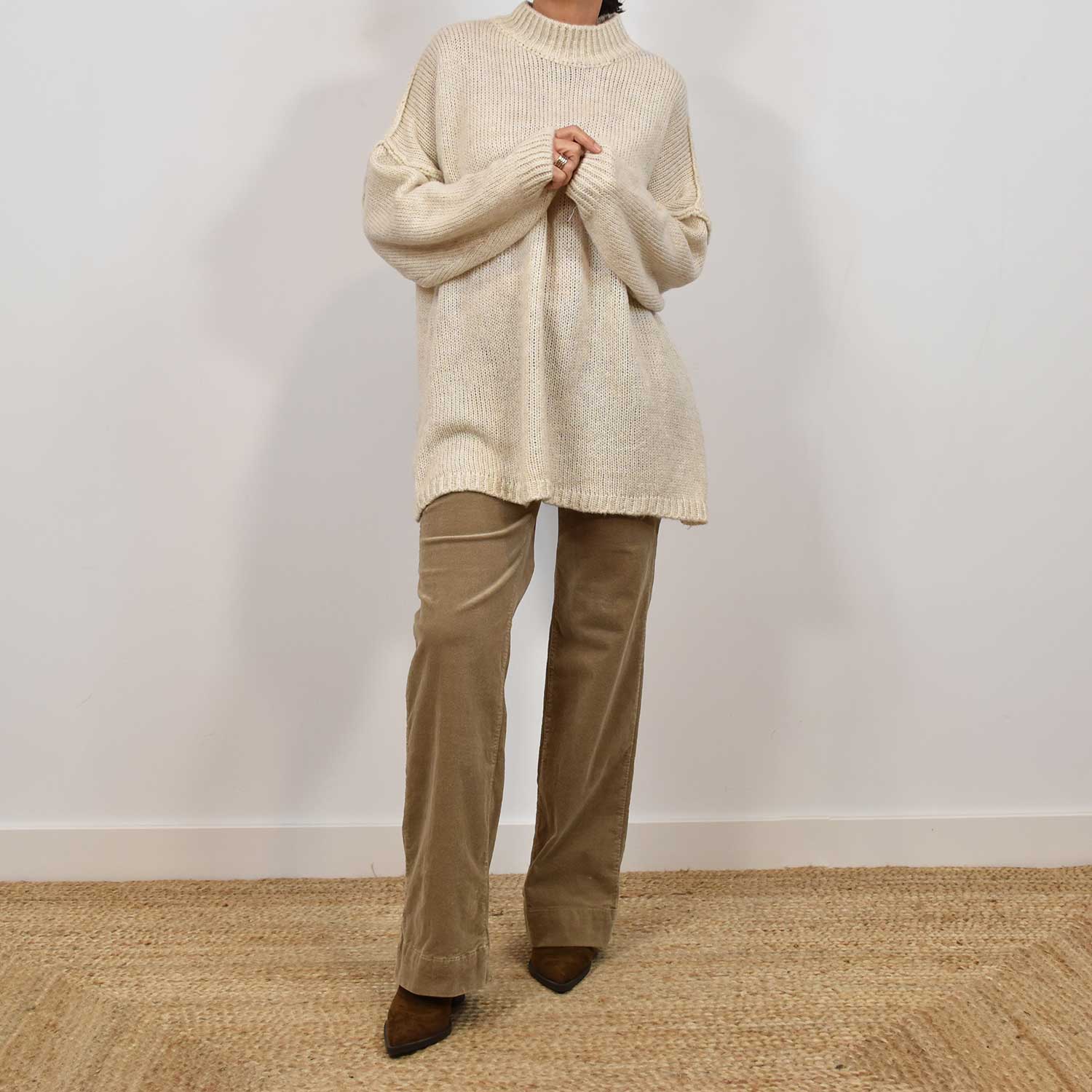 Beige oversize seams sweater