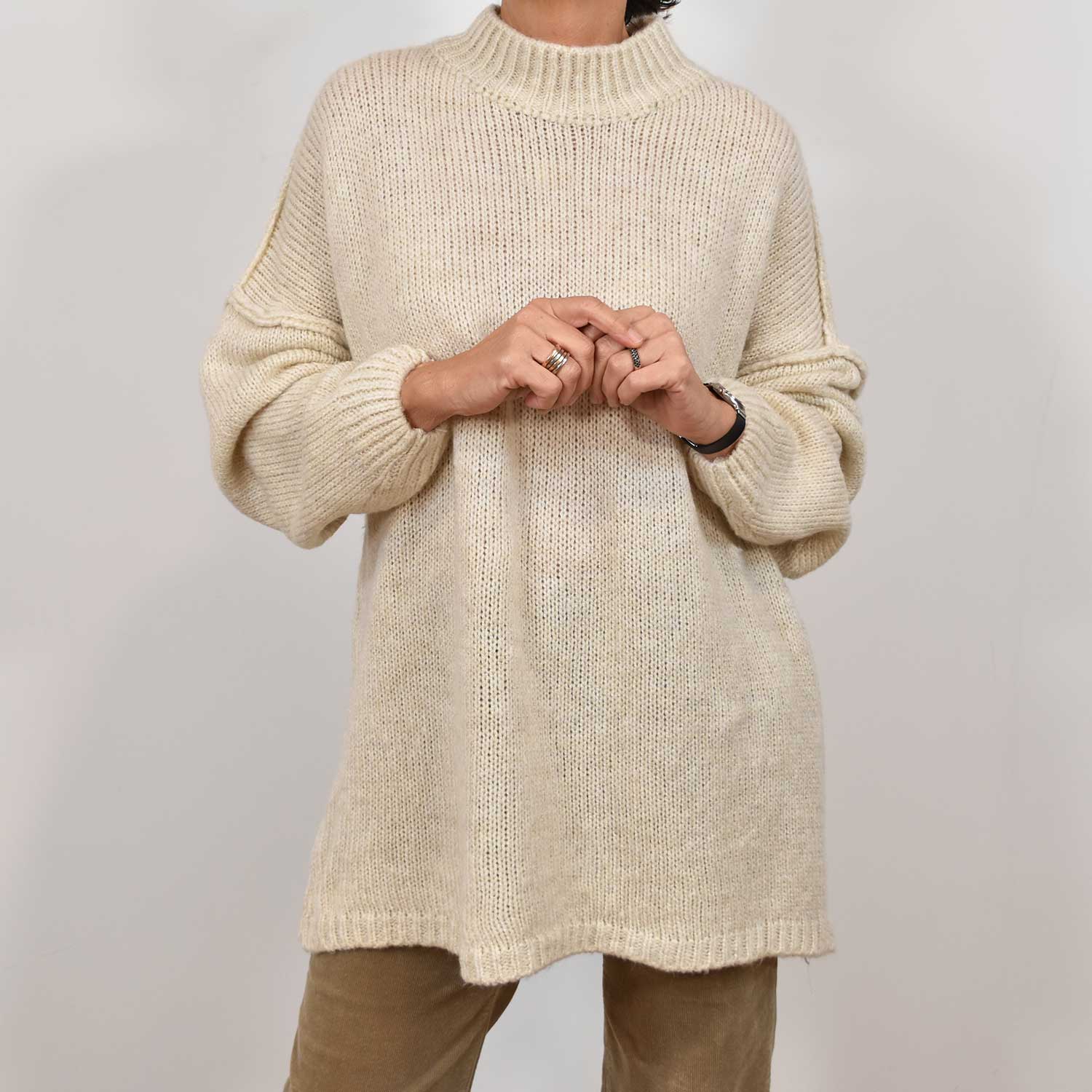 Beige oversize seams sweater