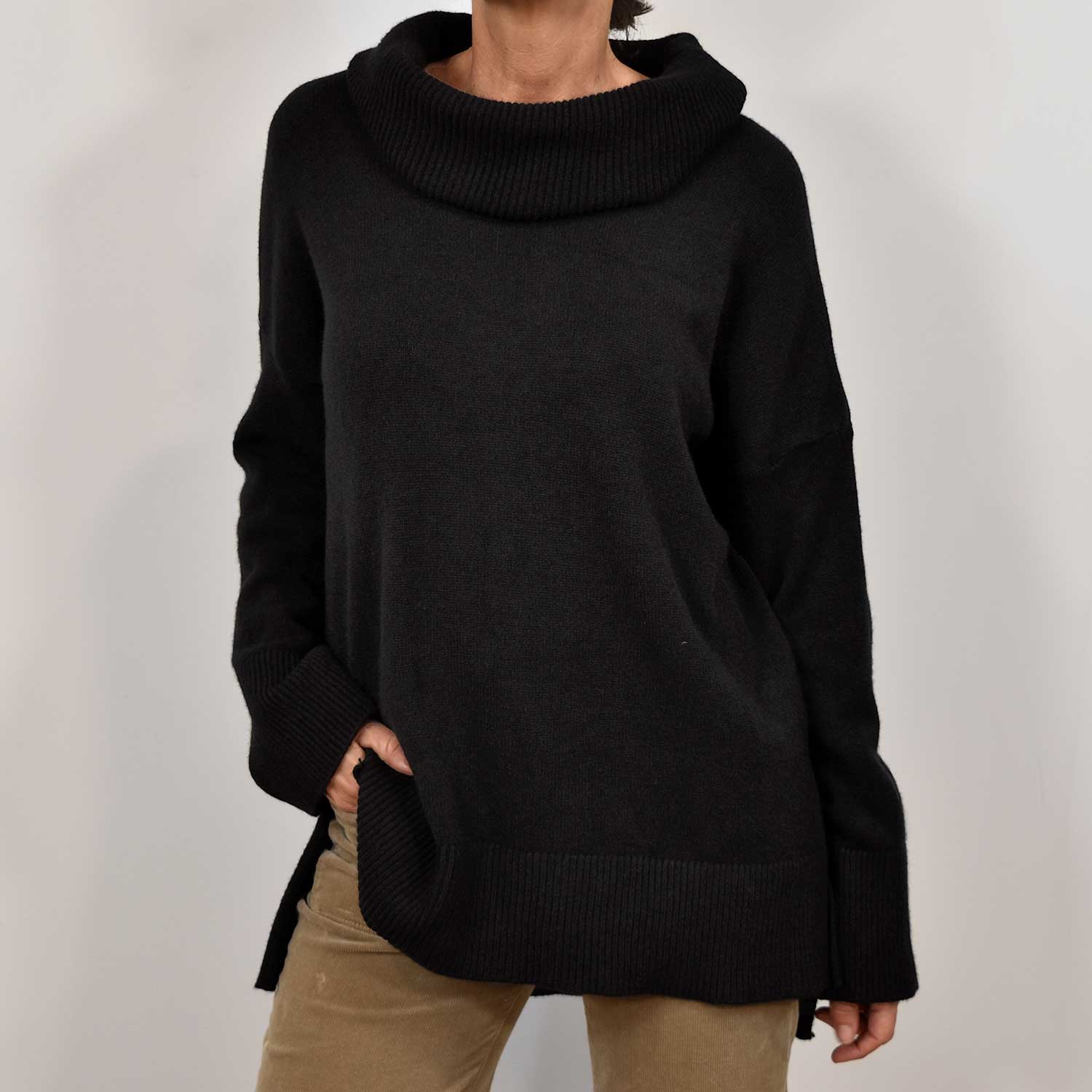 Black turtleneck sweater