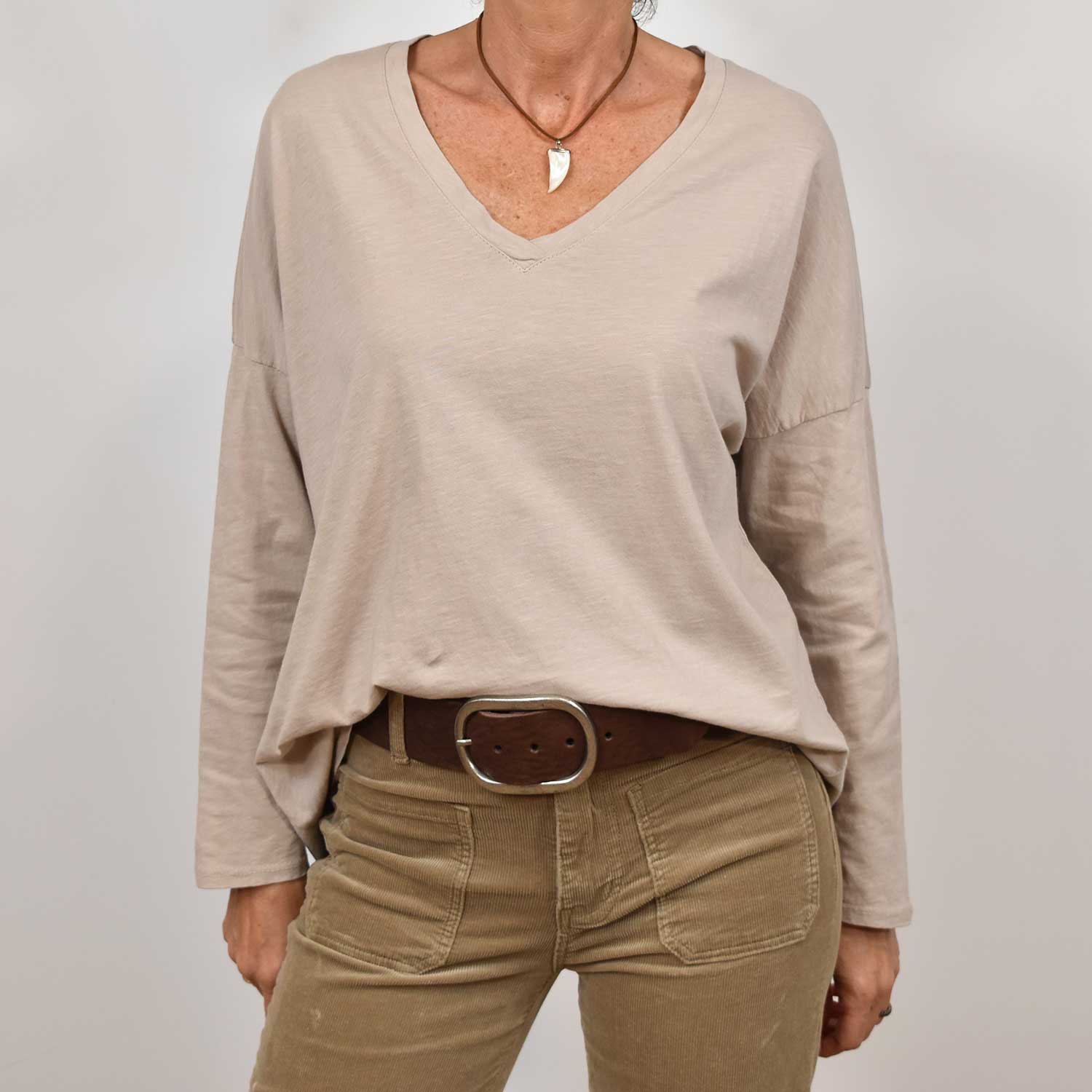 Beige long básic T-shirt