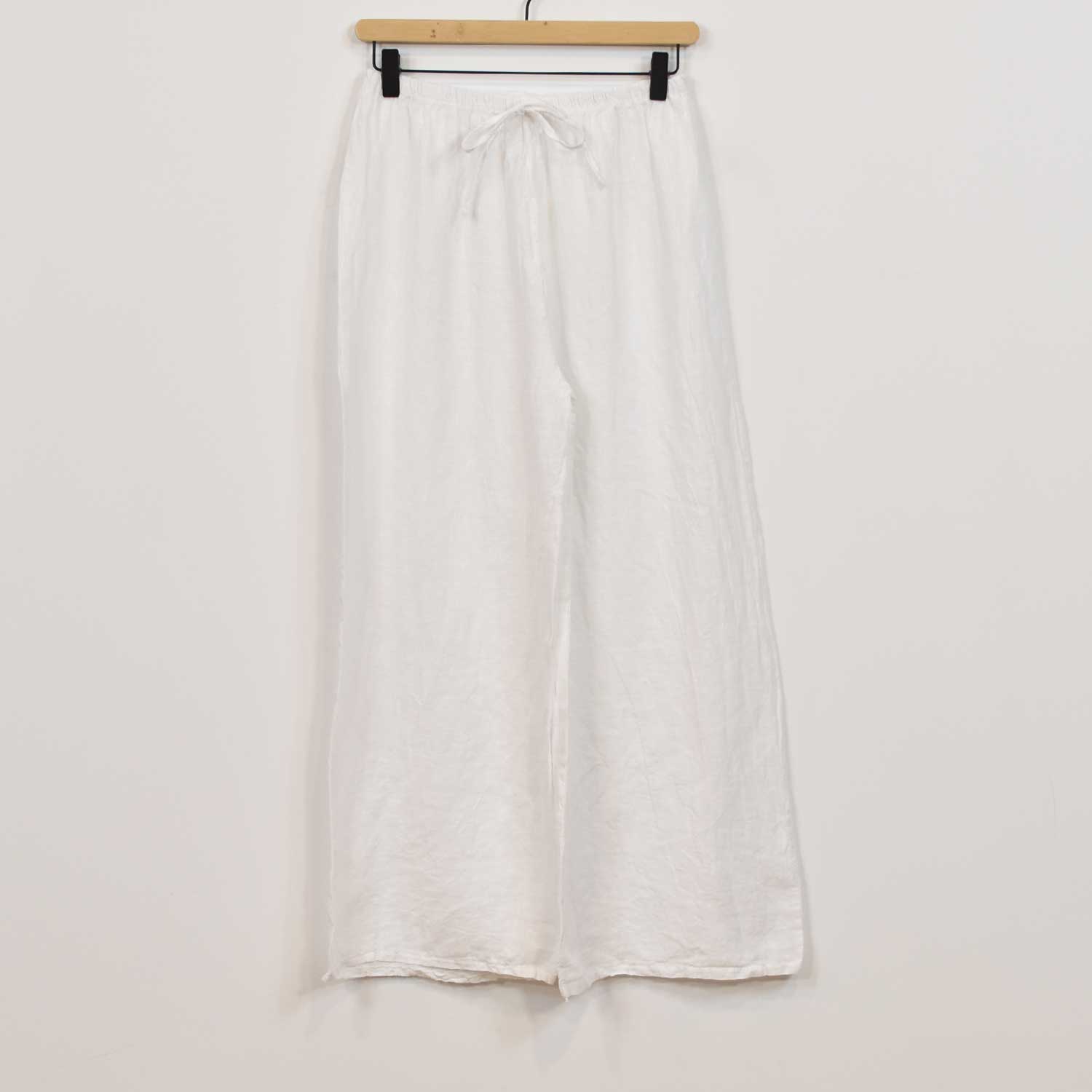 Pantalón lino recto blanco