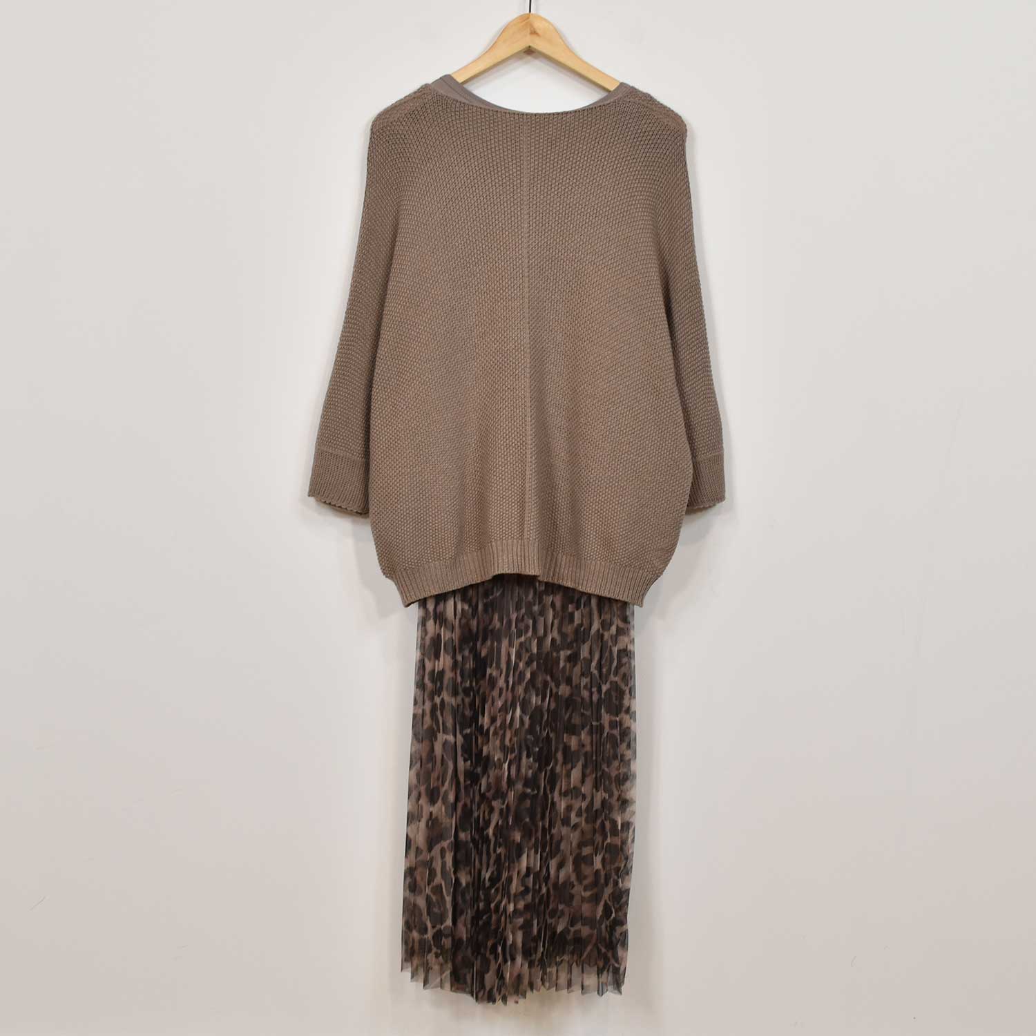 Taupe leopard tulle dress