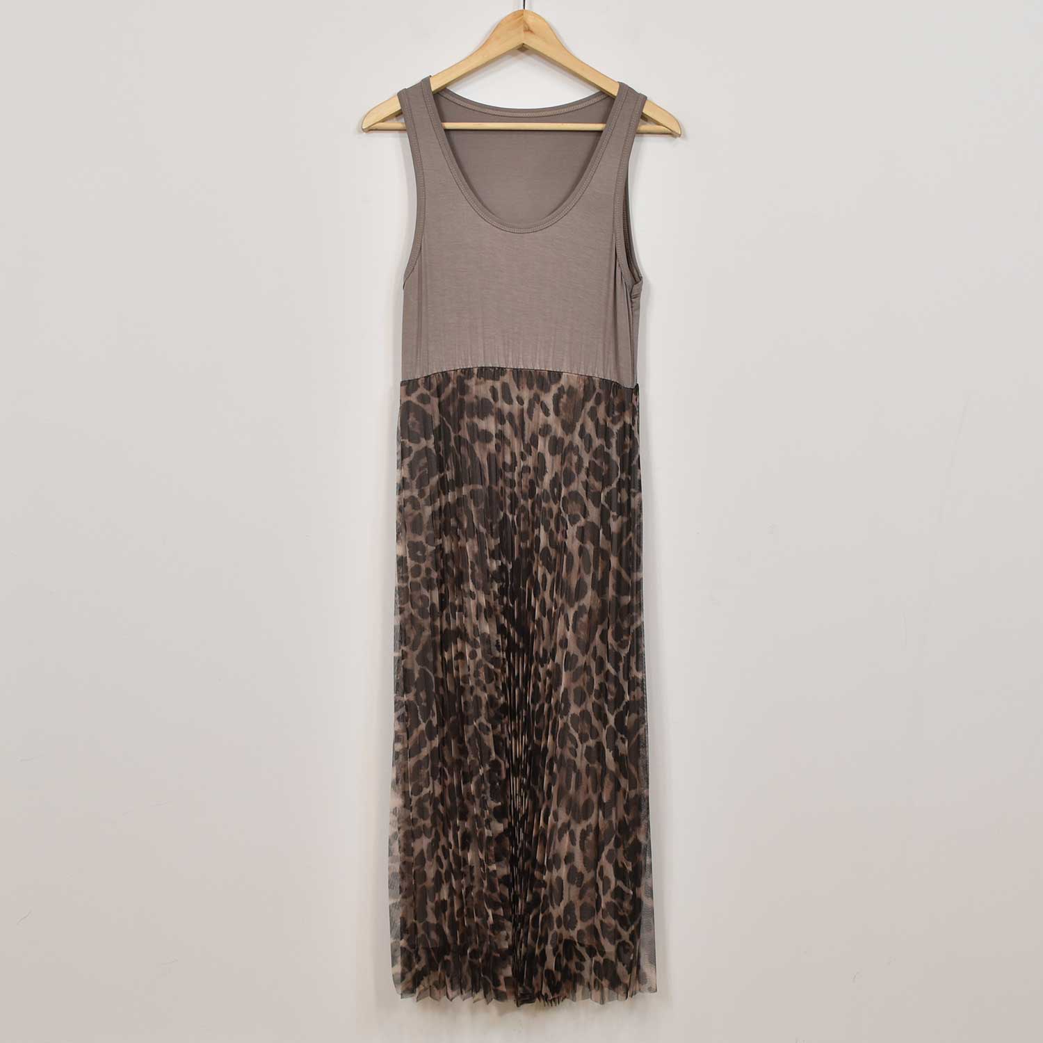 Taupe leopard tulle dress