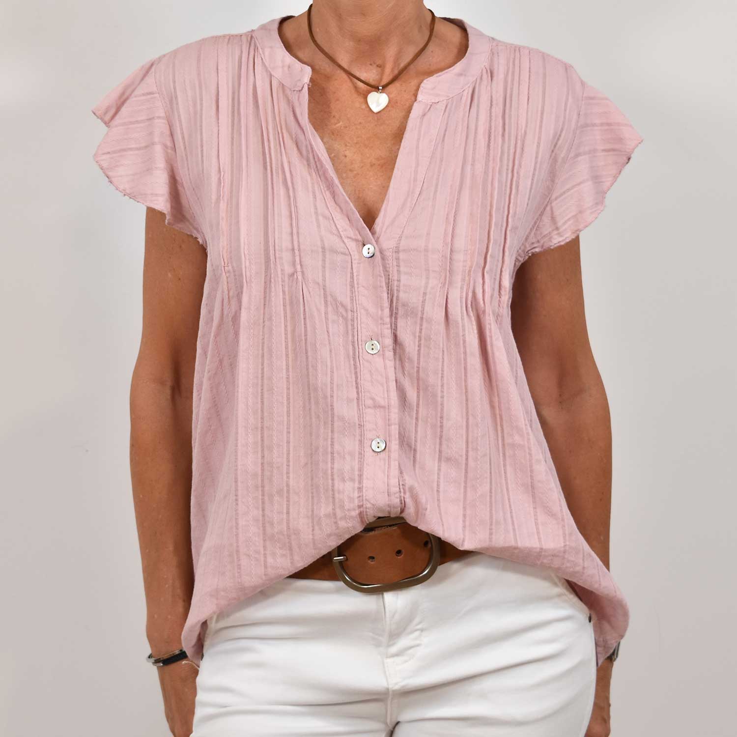 Pink ruffle texture shirt