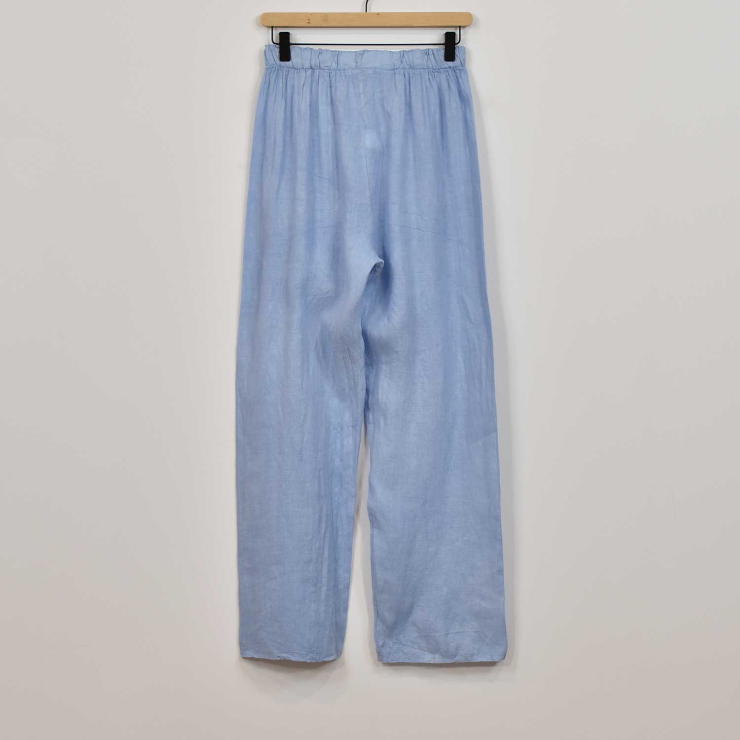 Pantalon large lin bleu