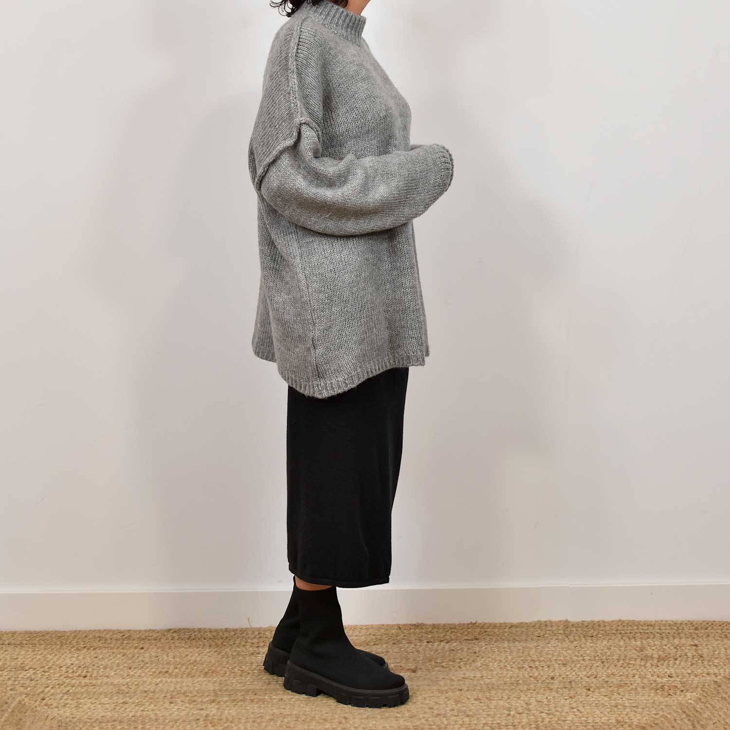 Jersey oversize costuras gris