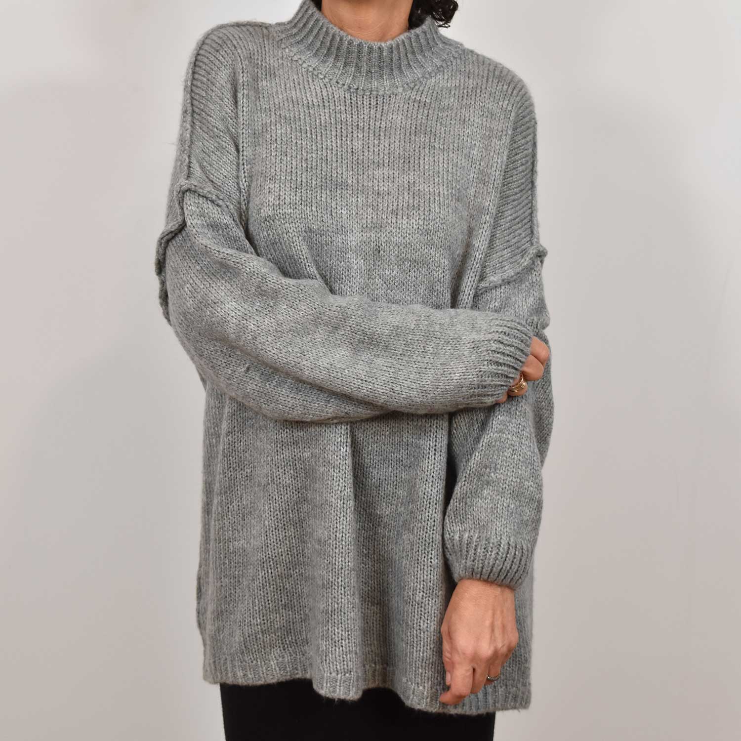 Jersey oversize costuras gris