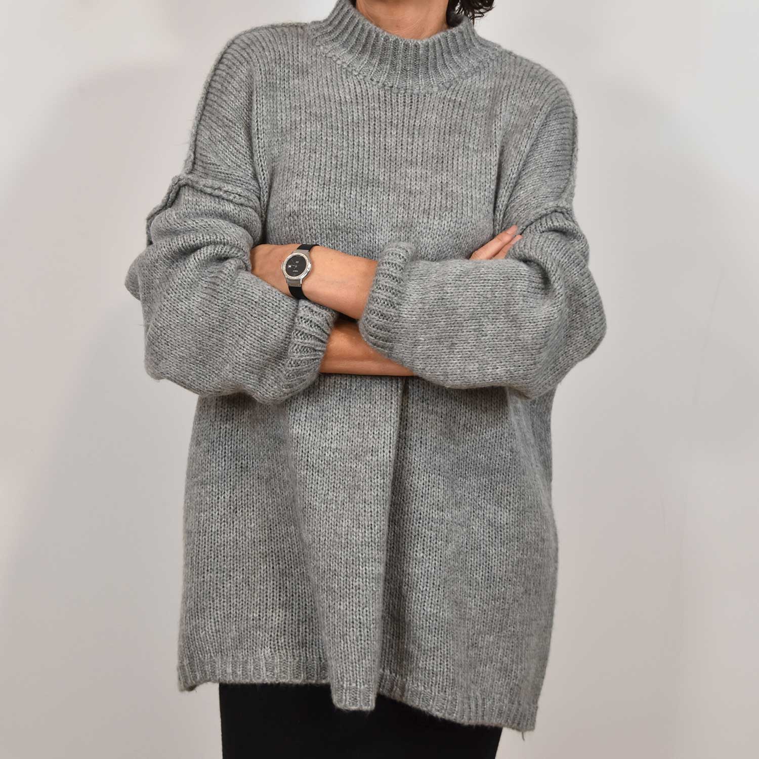 Jersey oversize costuras gris