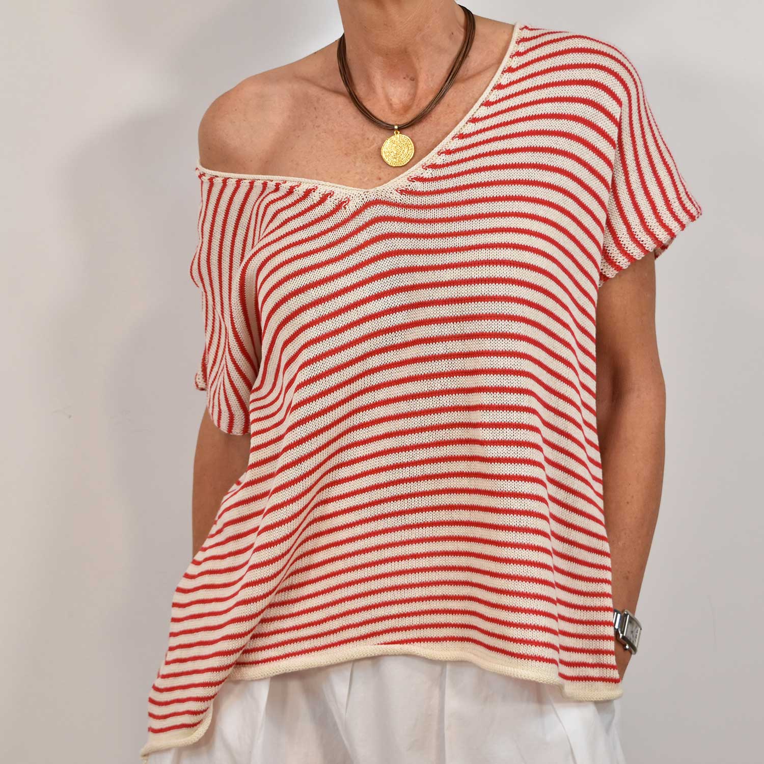 Red striped poncho