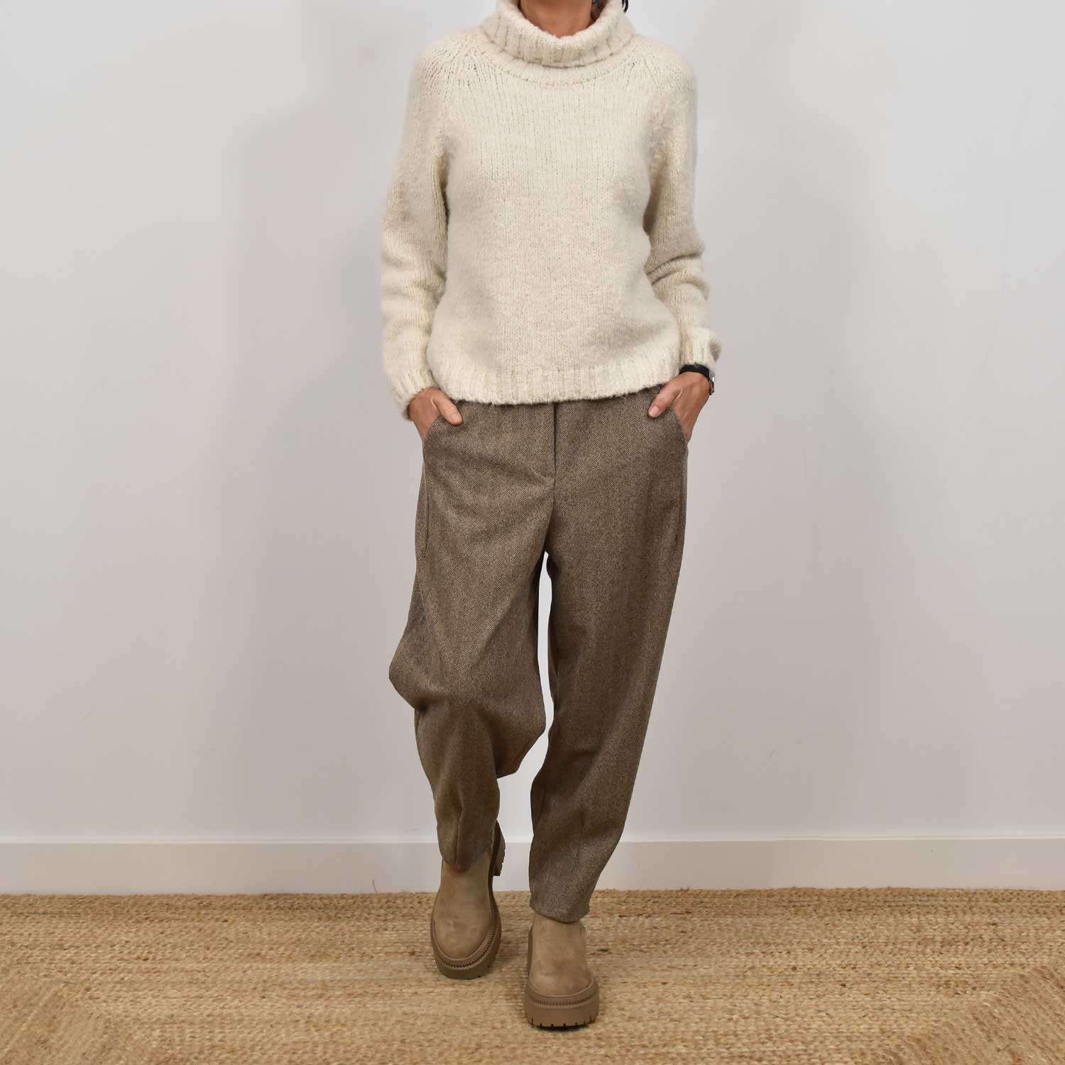 Beige turtleneck sweater