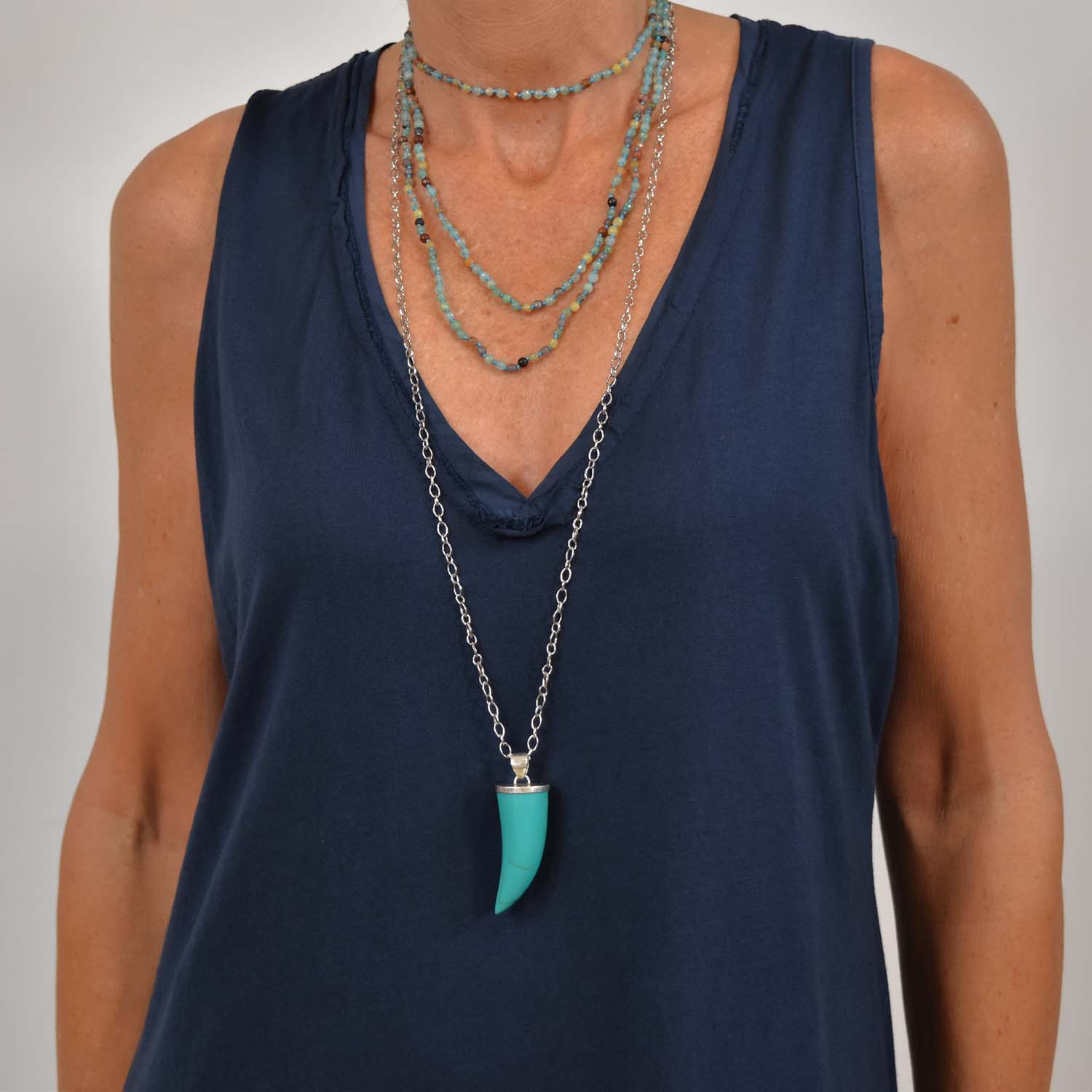 Turquoise horn necklace
