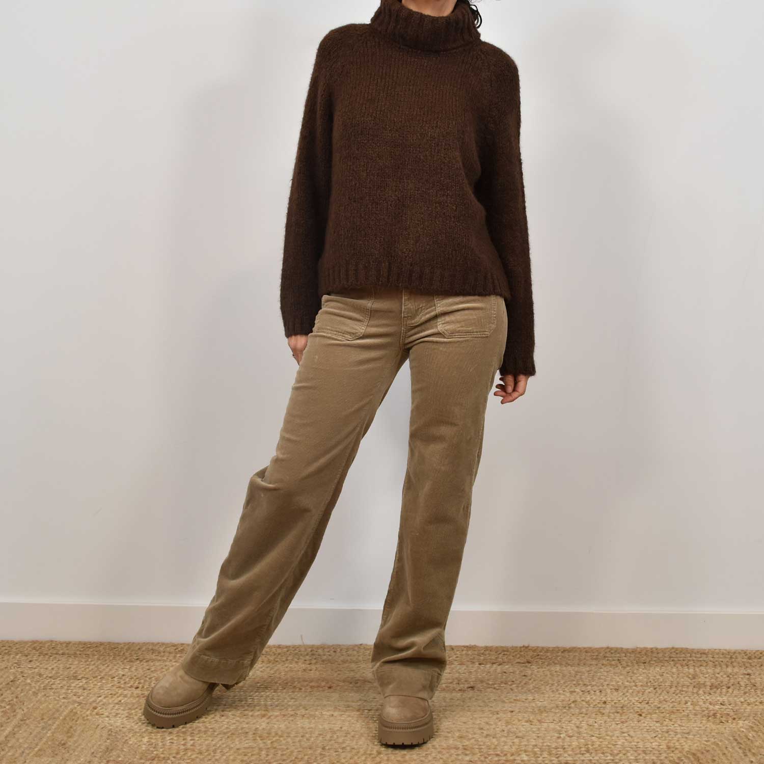 Brown turtleneck sweater