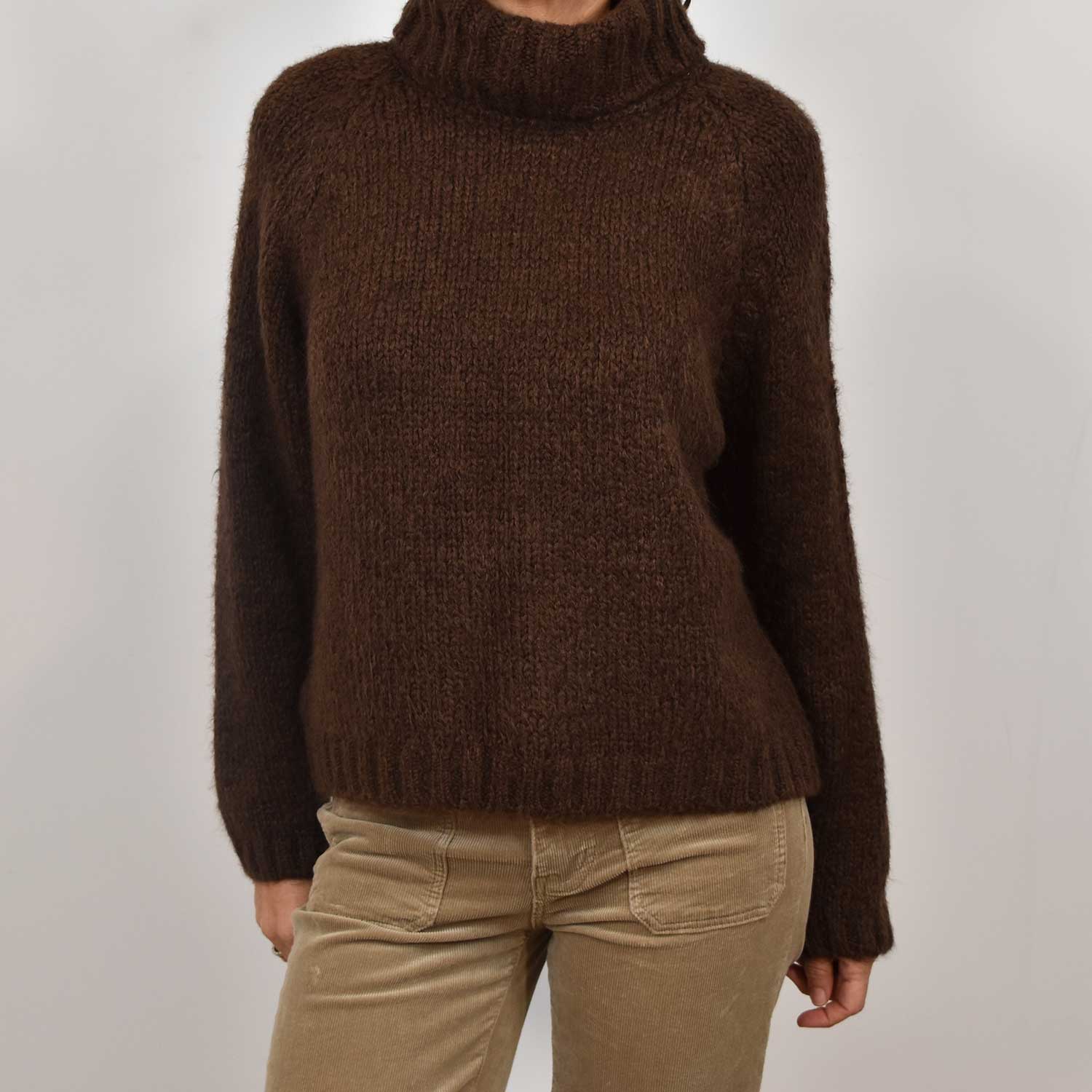 Brown turtleneck sweater