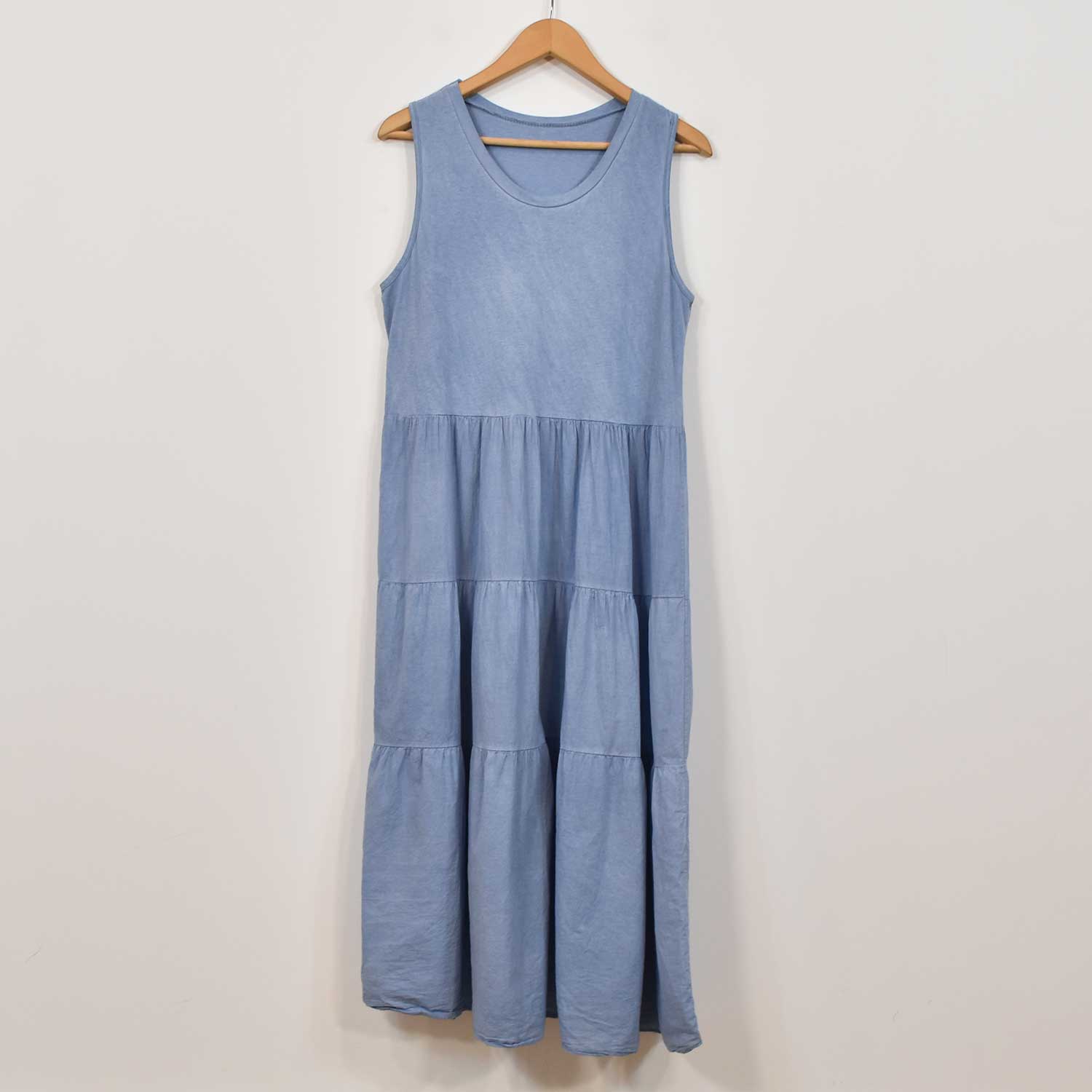 Blue stitching dress
