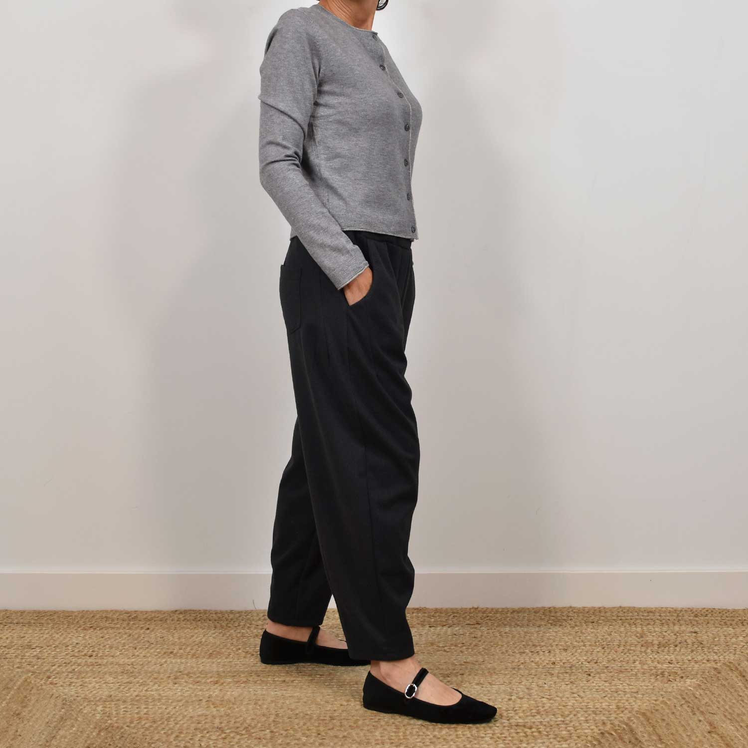 Grey herringbone bloomers trousers