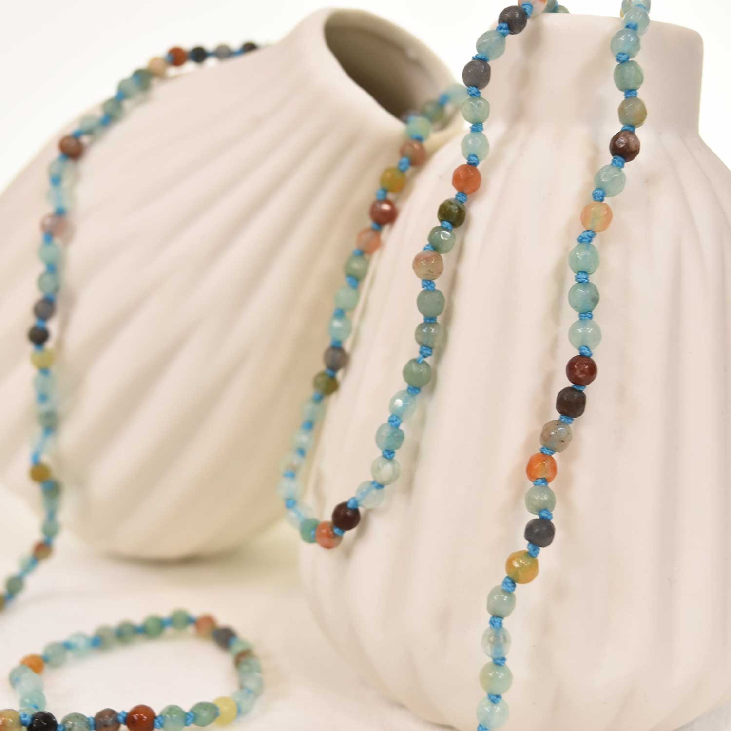 Blue crystal beads necklace