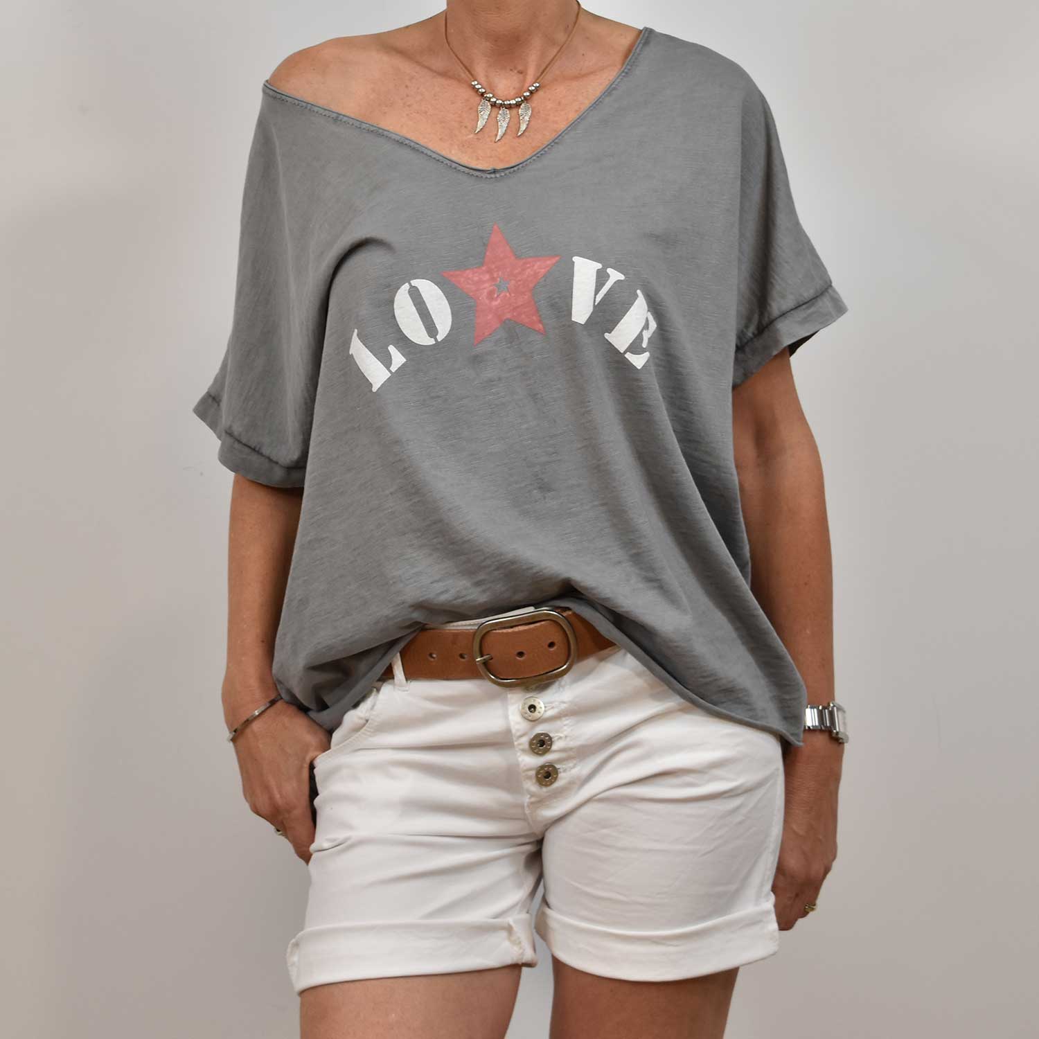 Camiseta Love gris
