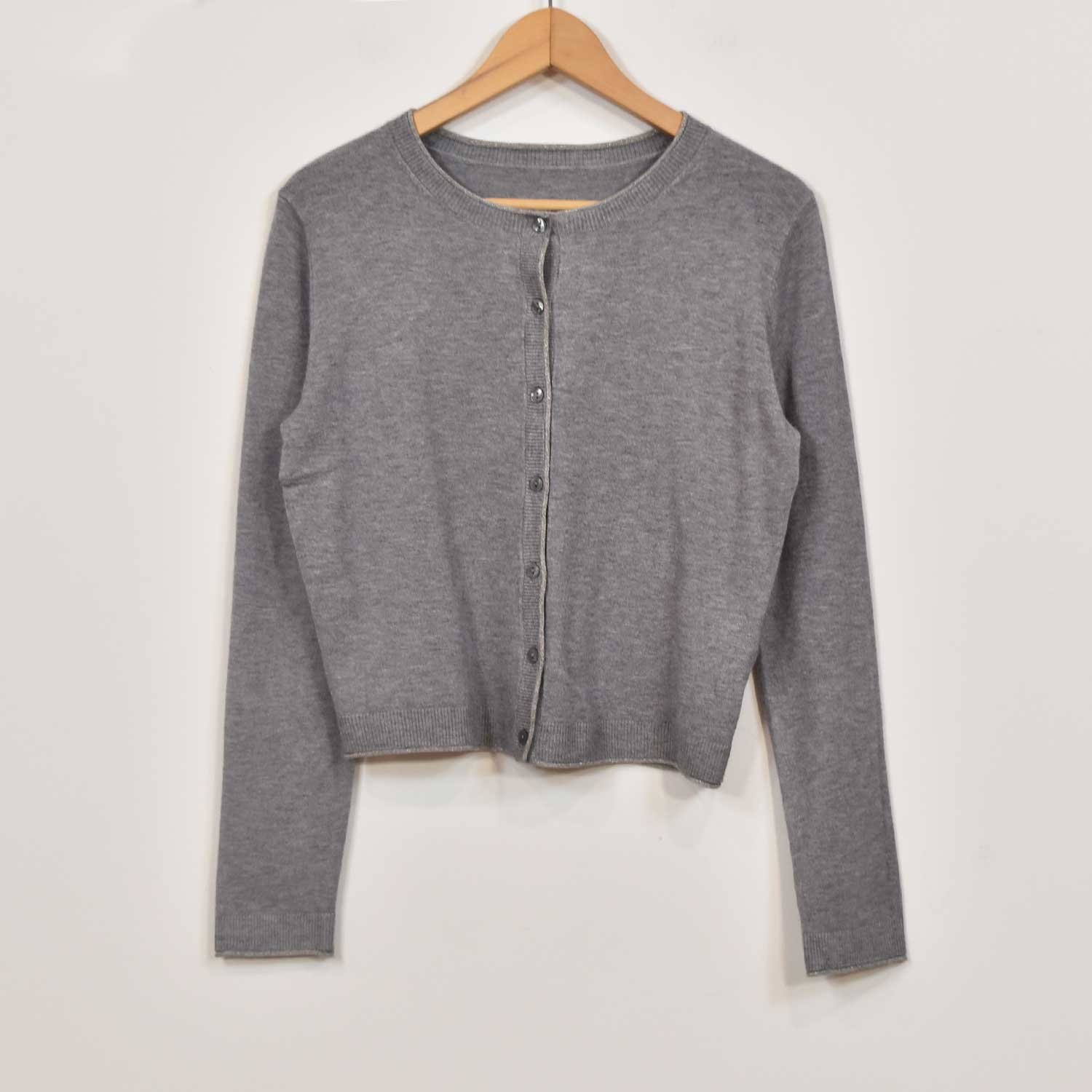 Chaqueta ribete brillo gris