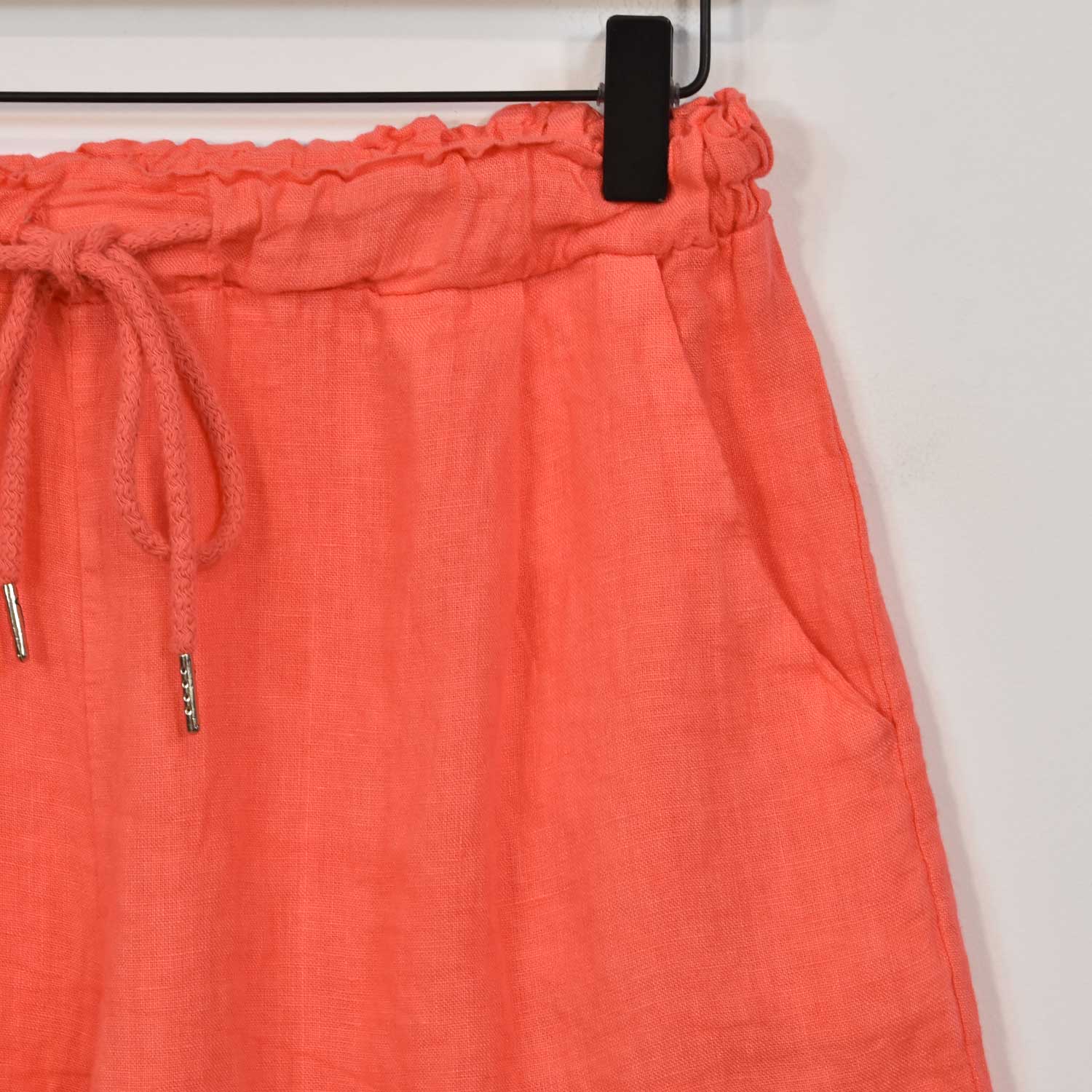 Orange short linen shorts