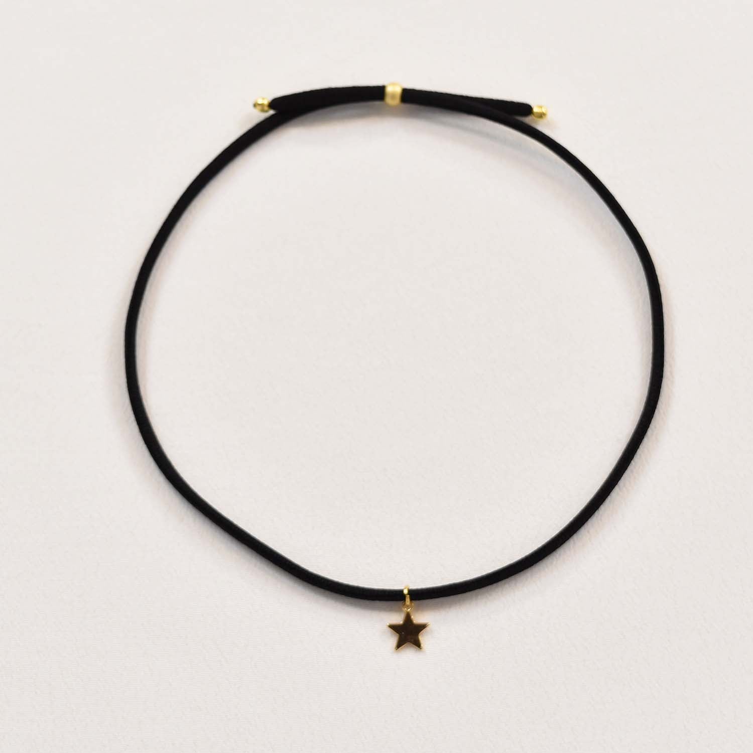 Black gold star elastic necklace