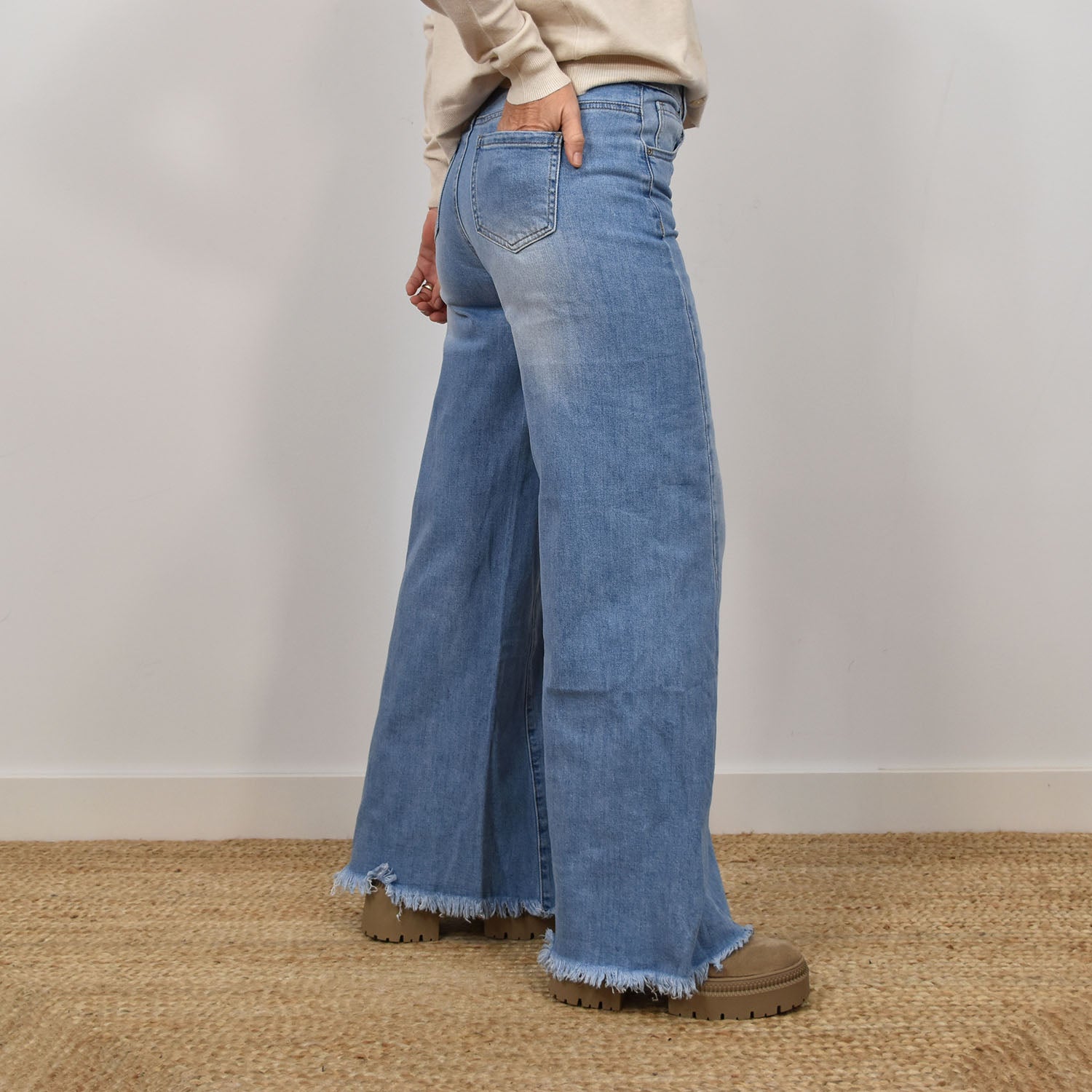 Jeans Wide leg frangés