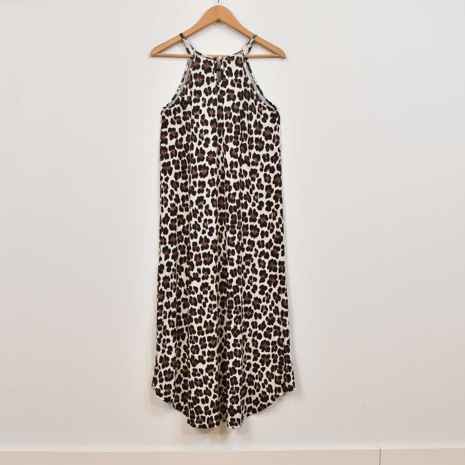 Halter fluid dress leopard