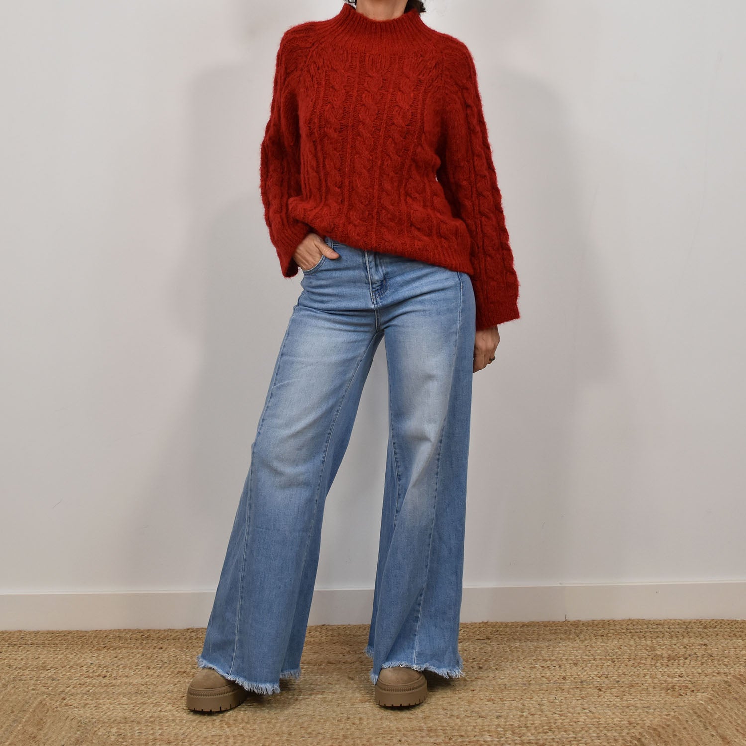 Jeans Wide leg frangés