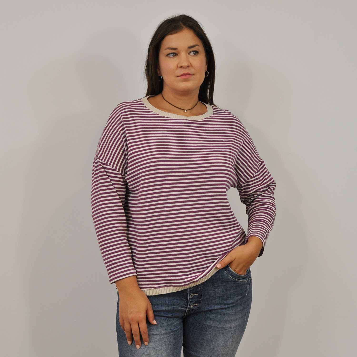 Purple cotton stripes sweater 