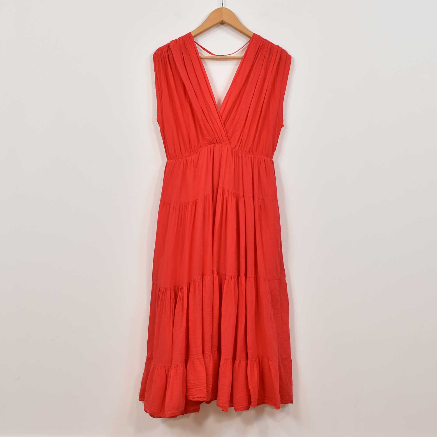 Red crinkle effect dress