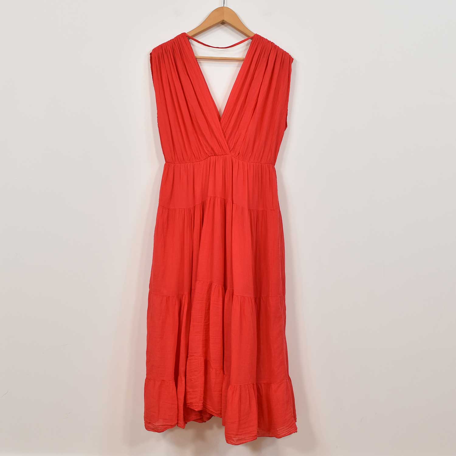 Red crinkle effect dress