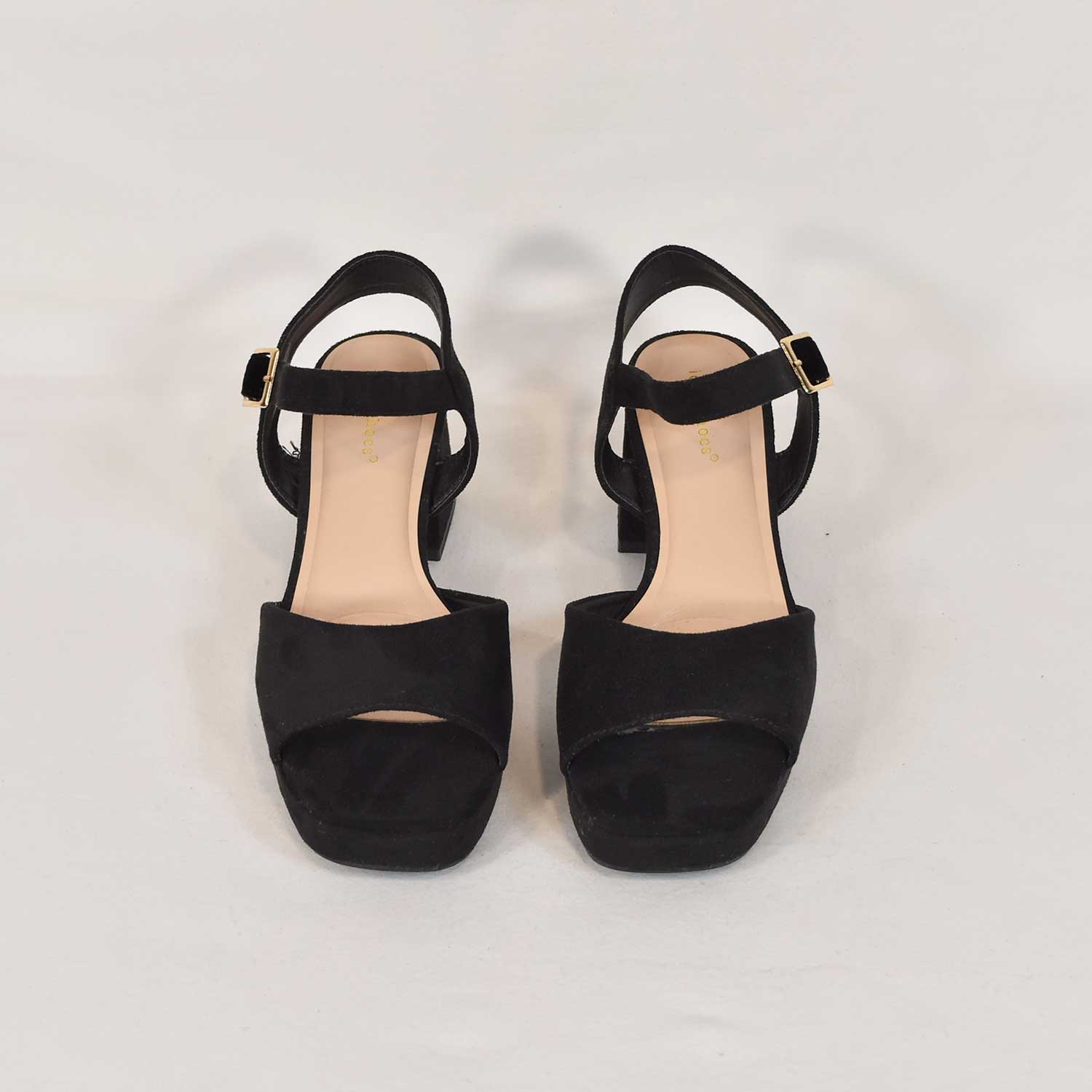 Black suede heel sandal