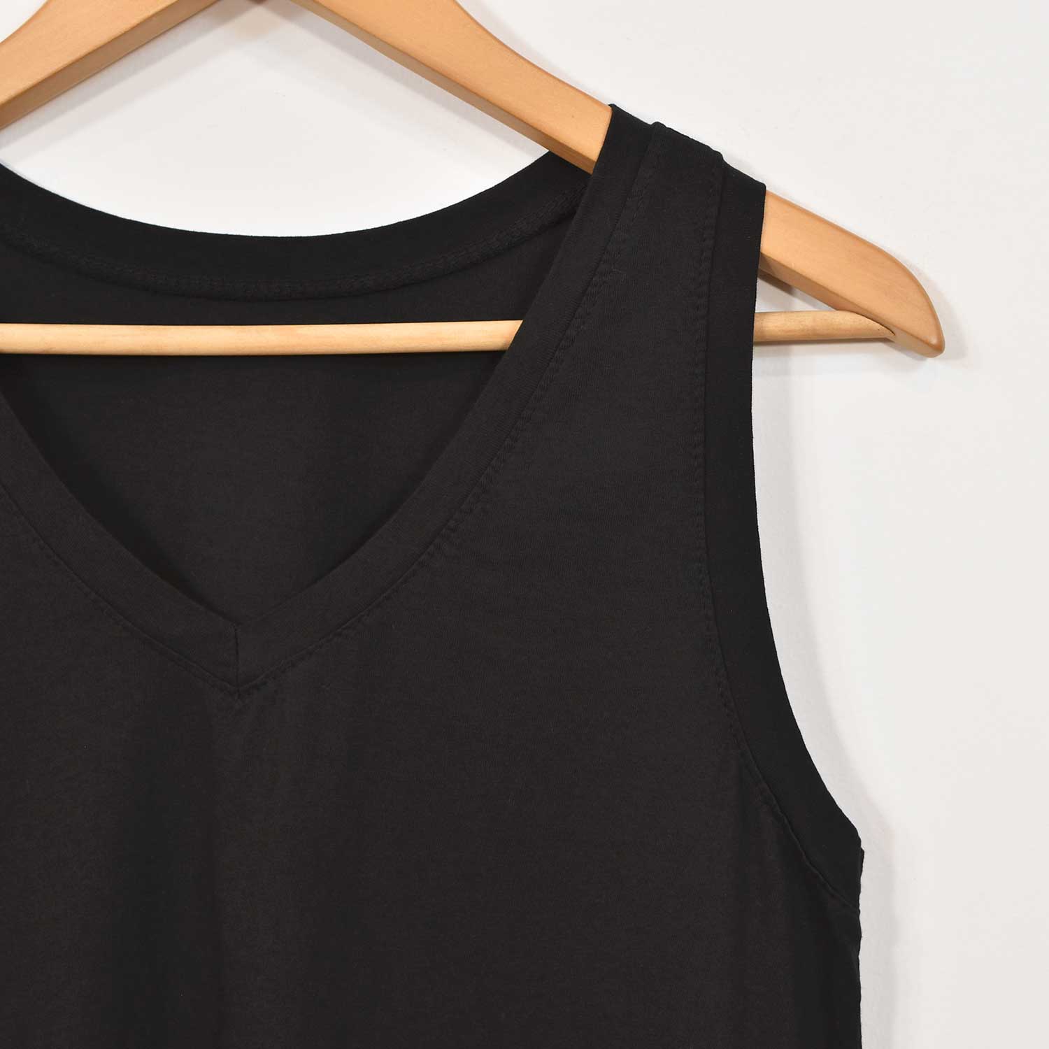 Black v-neck basic tank