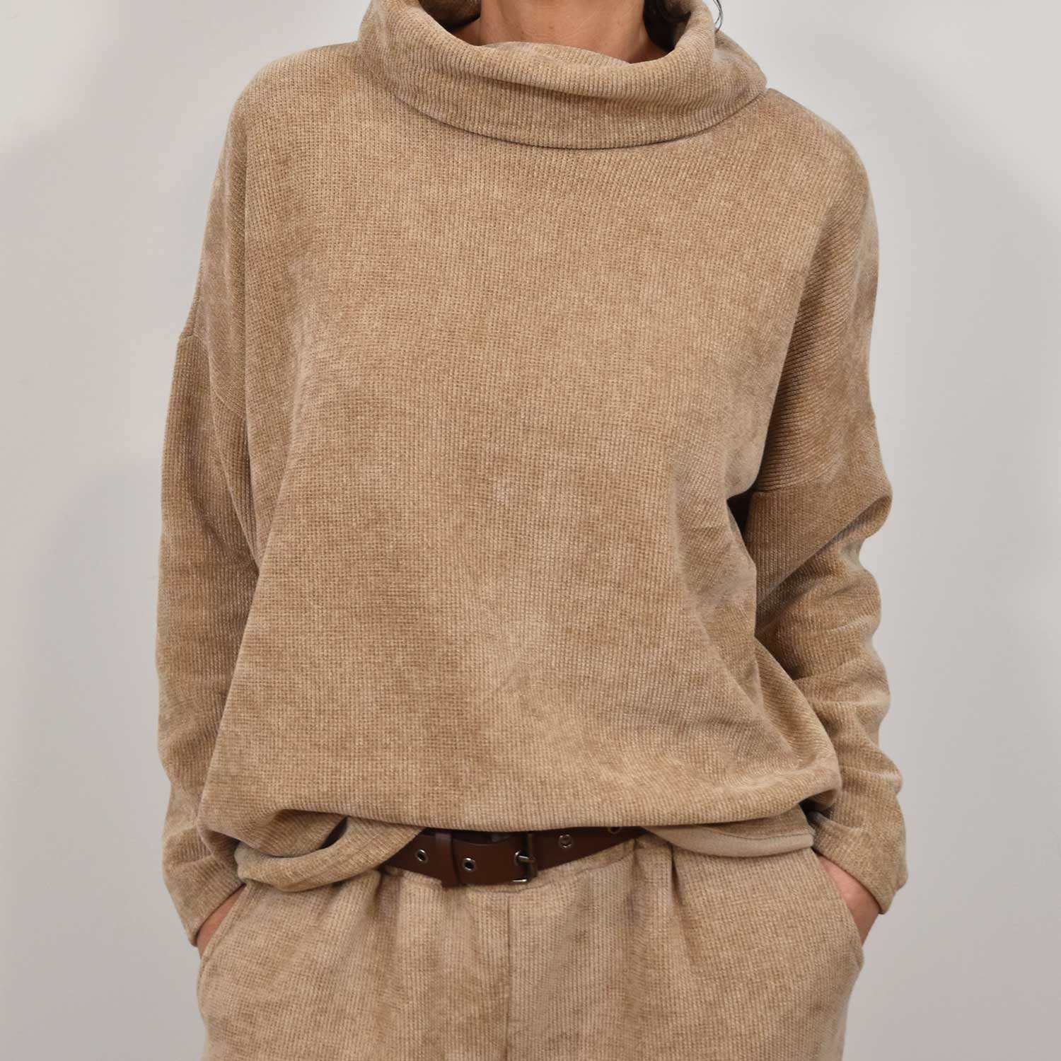 Sudadera efecto pana beige