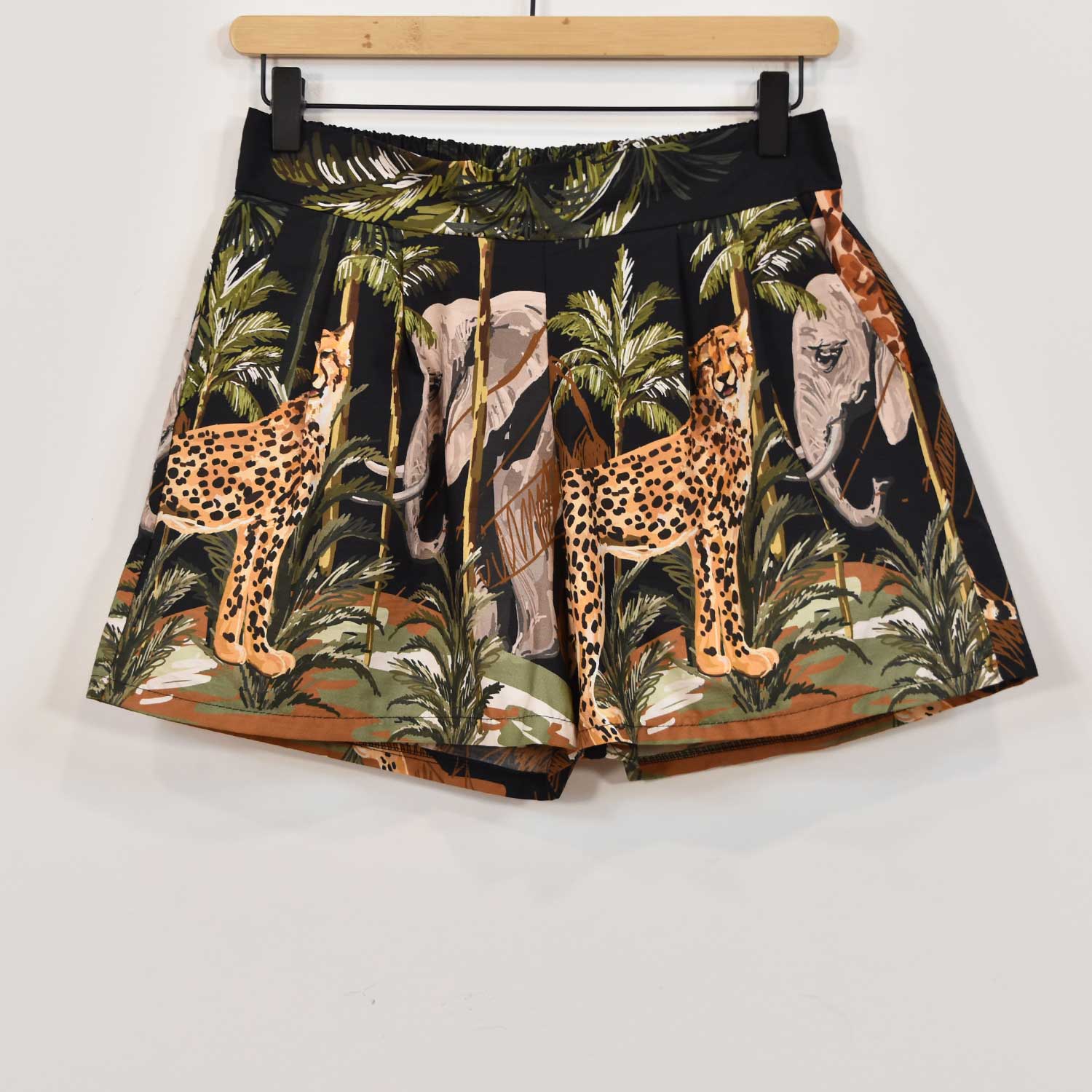 Black safari printed shorts