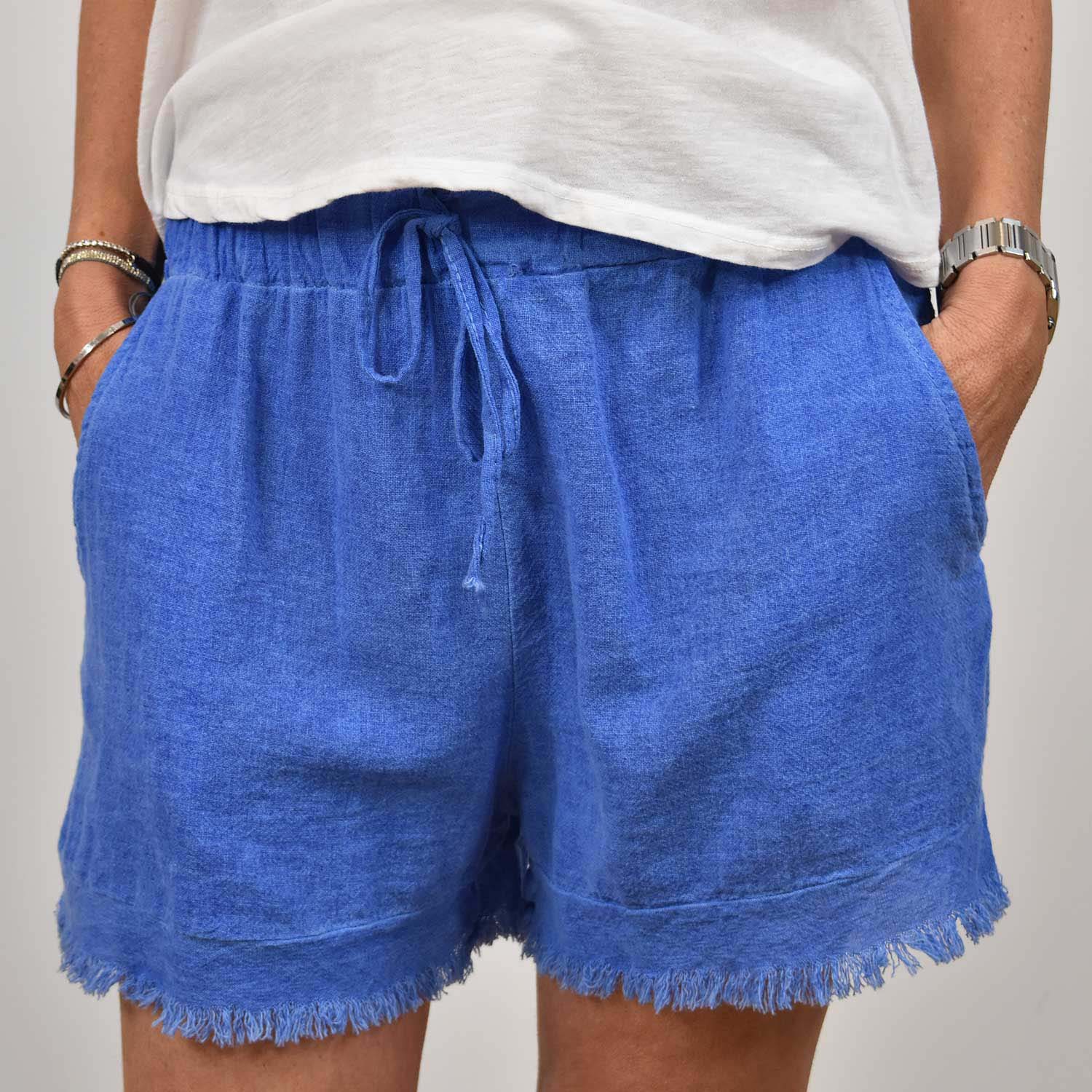 Blue frayed shorts