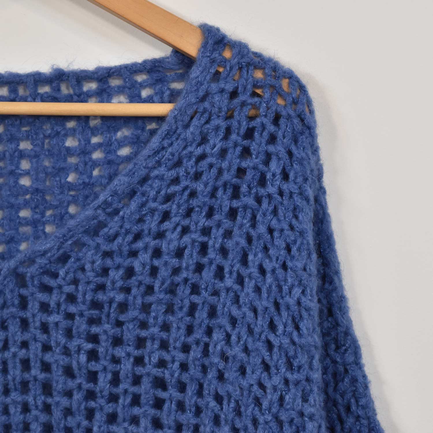 Blue openwork sweater