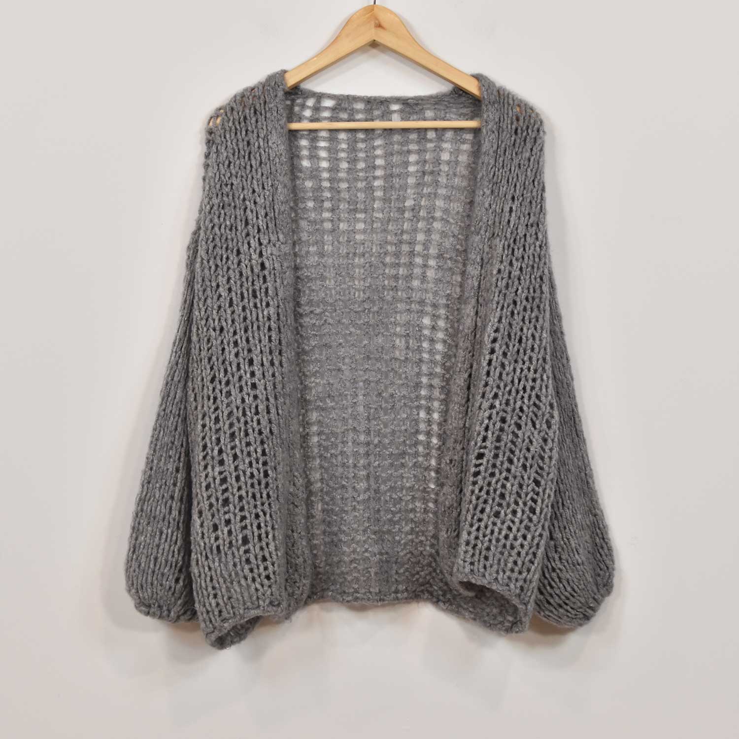 Grey open knit jacket