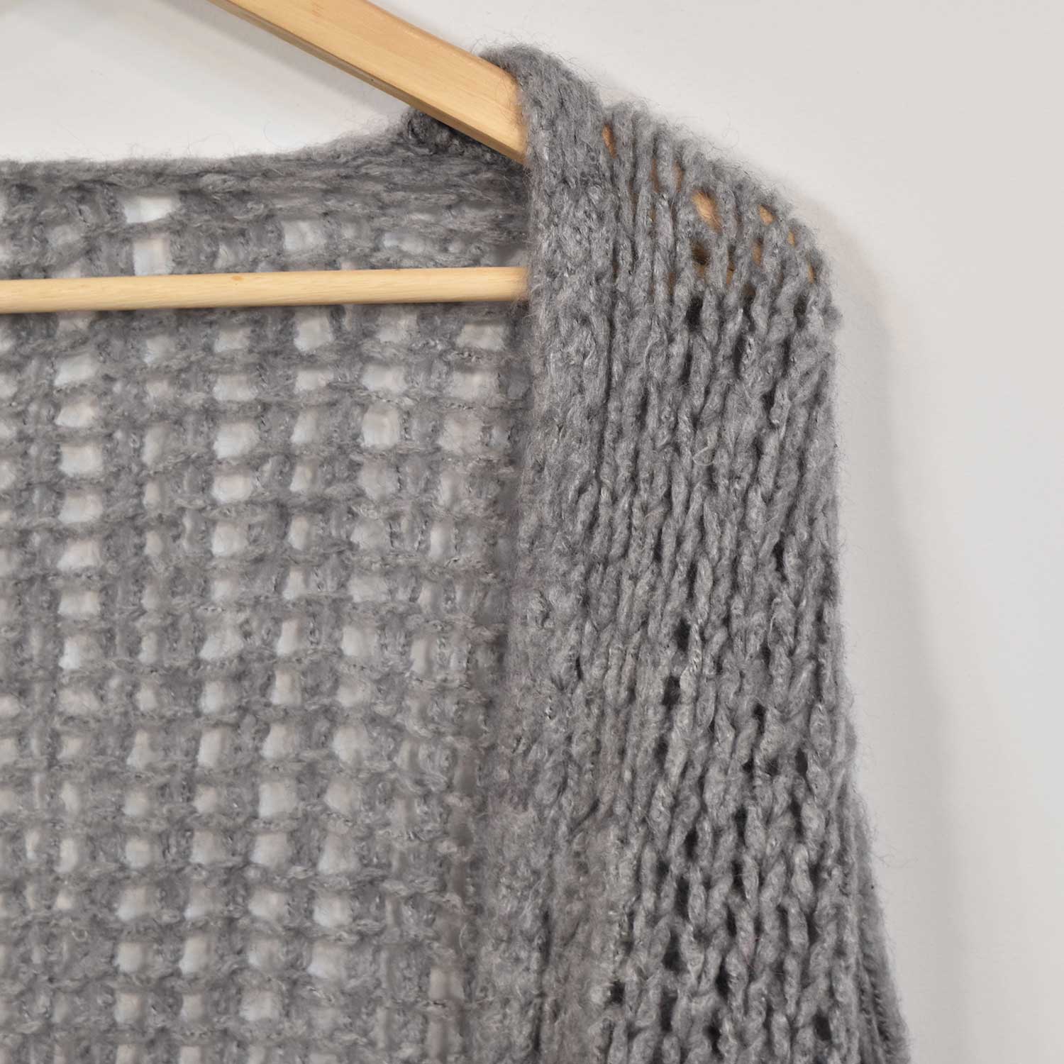 Grey open knit jacket