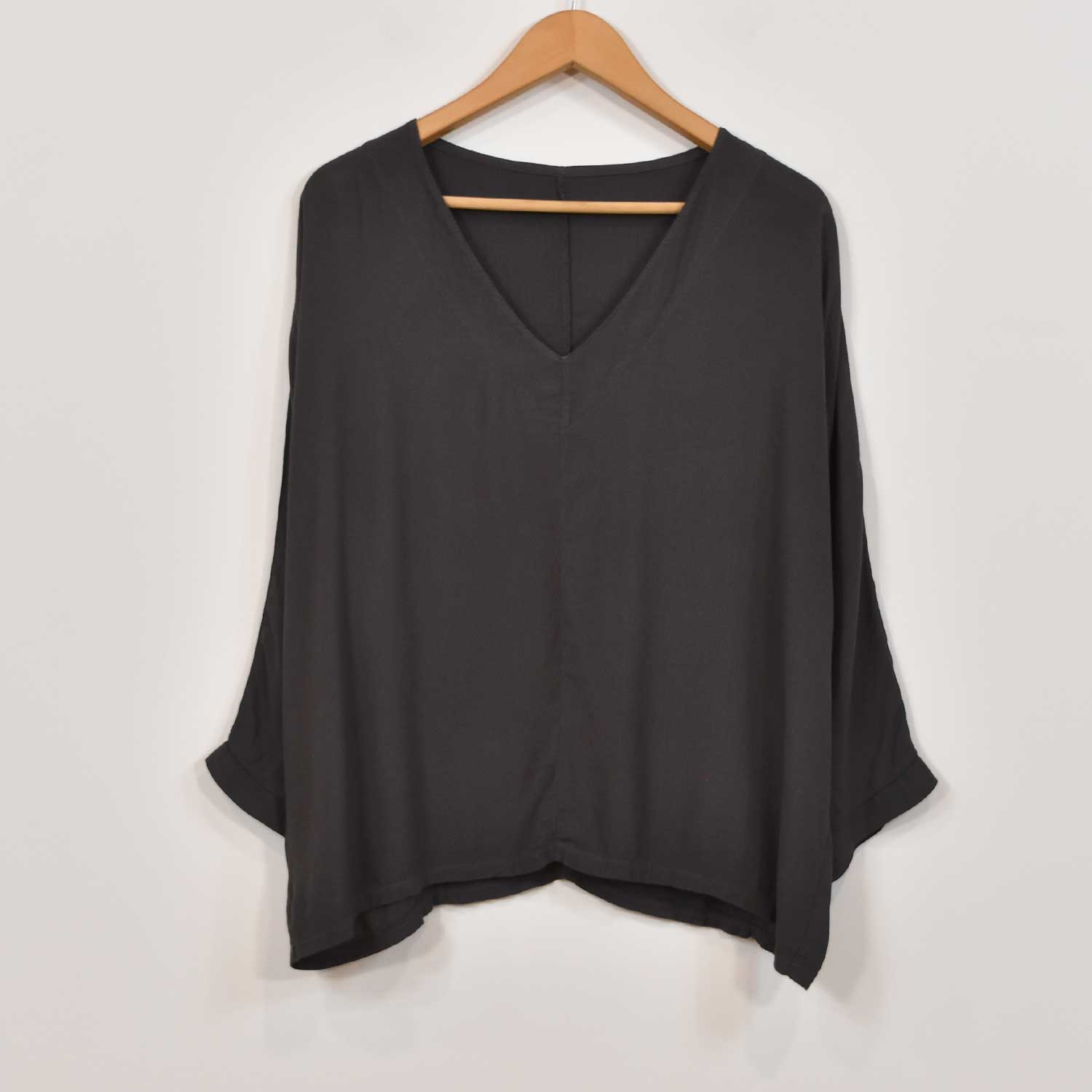 Grey V-NECK SEWING BLOUSE