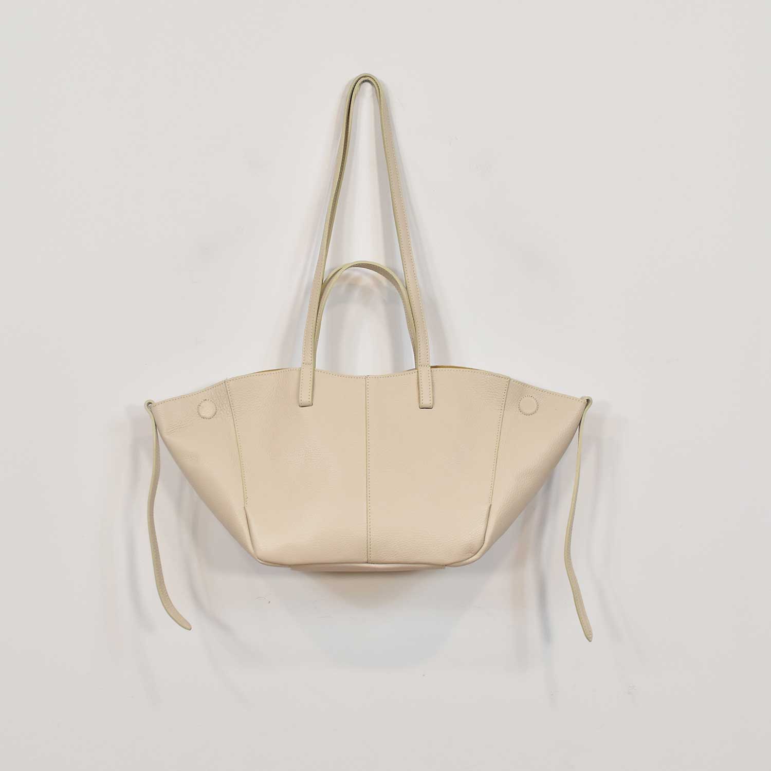 Beige leather tote bag