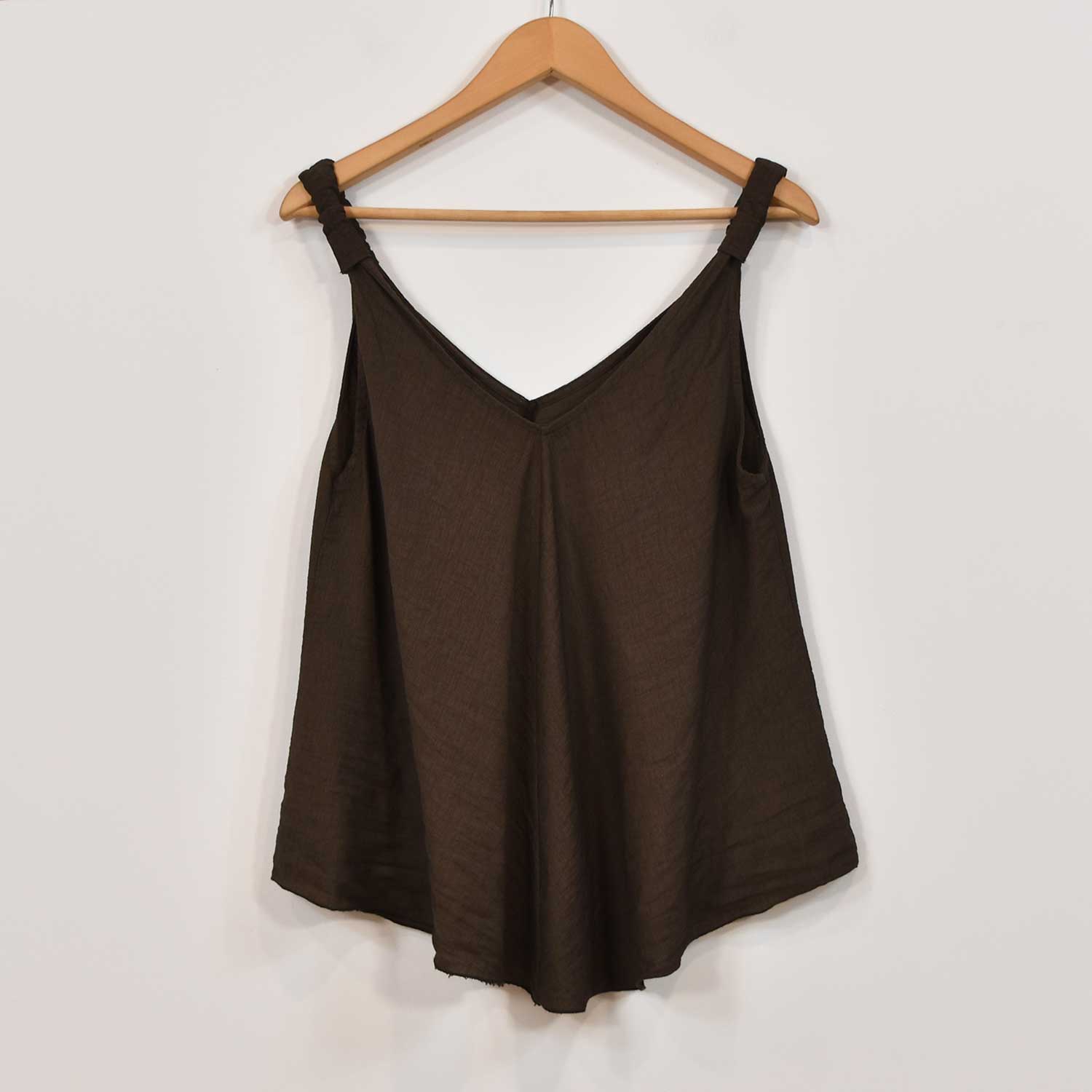 Brown v-neck tank top