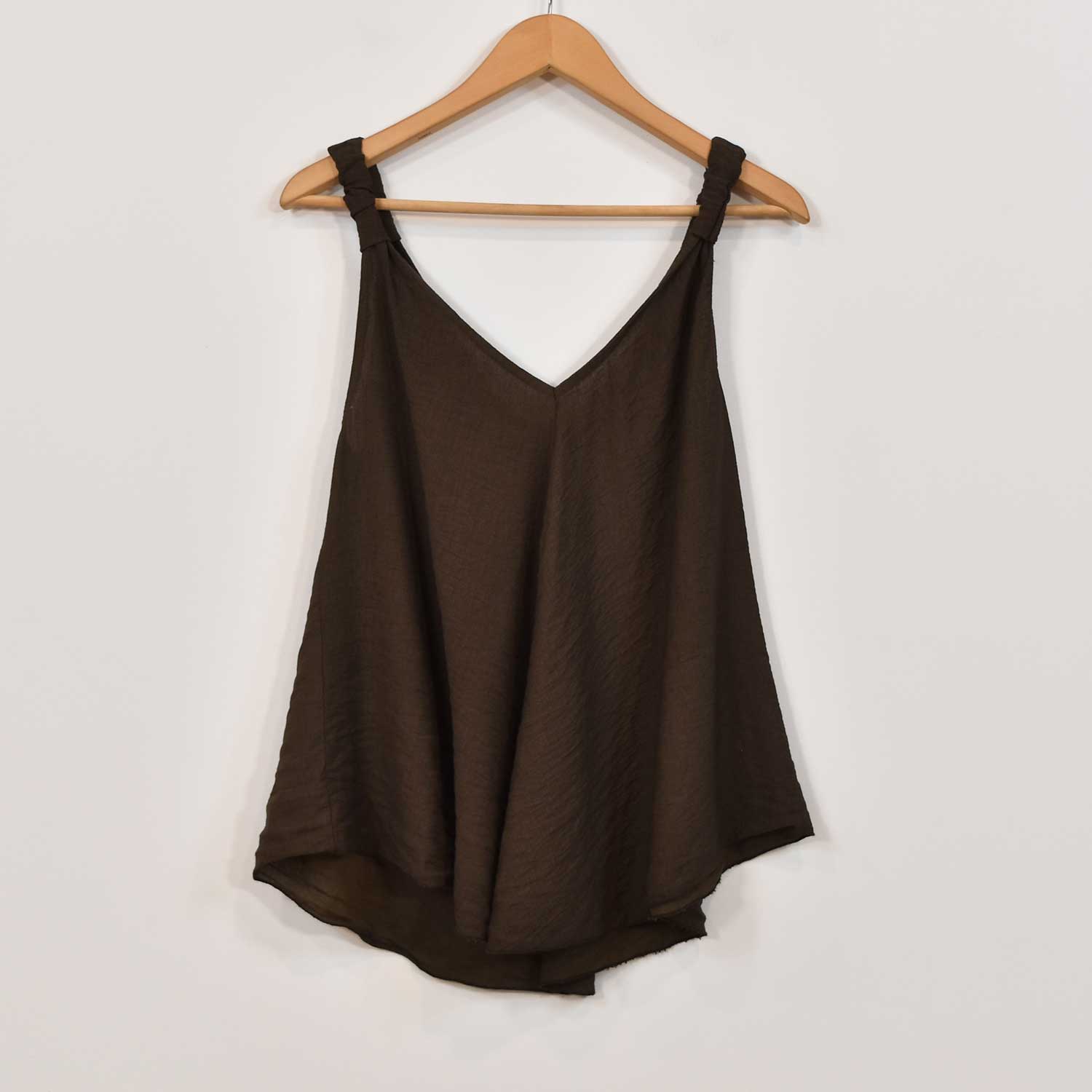 Brown v-neck tank top